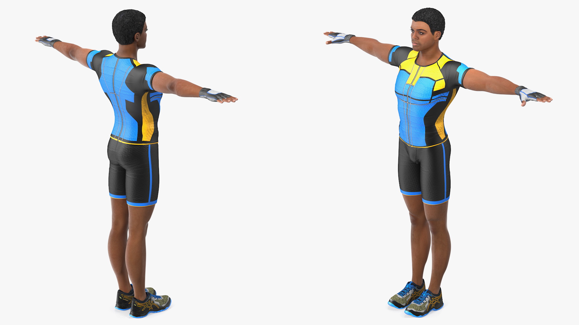 3D Light Skin Black Sportsmen Rigged model