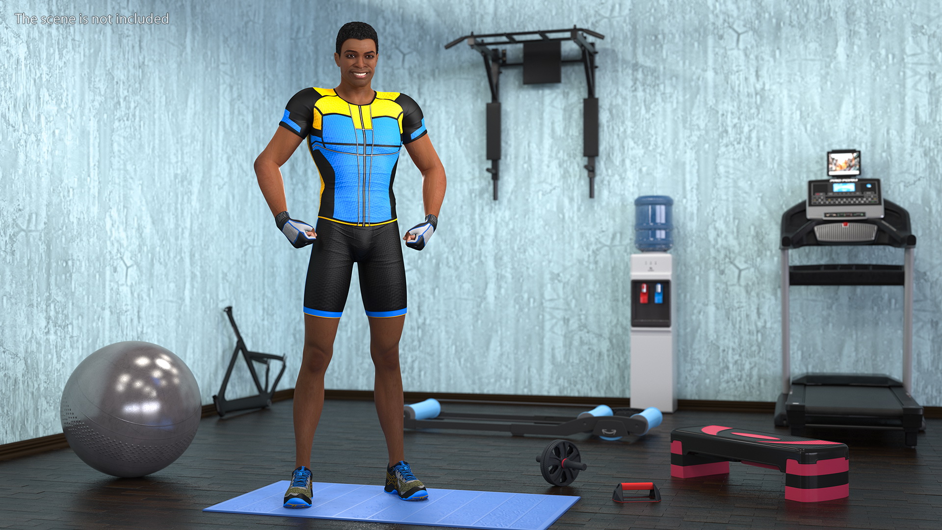 3D Light Skin Black Sportsmen Rigged model