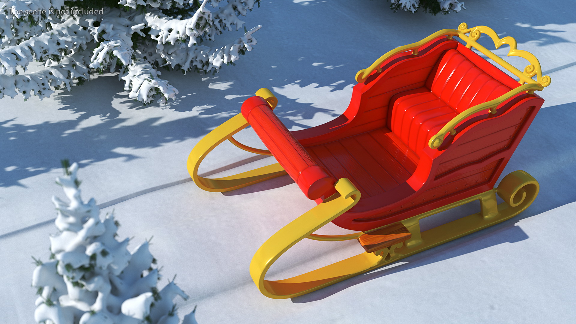 Christmas Decor Santa Sleigh Red 3D