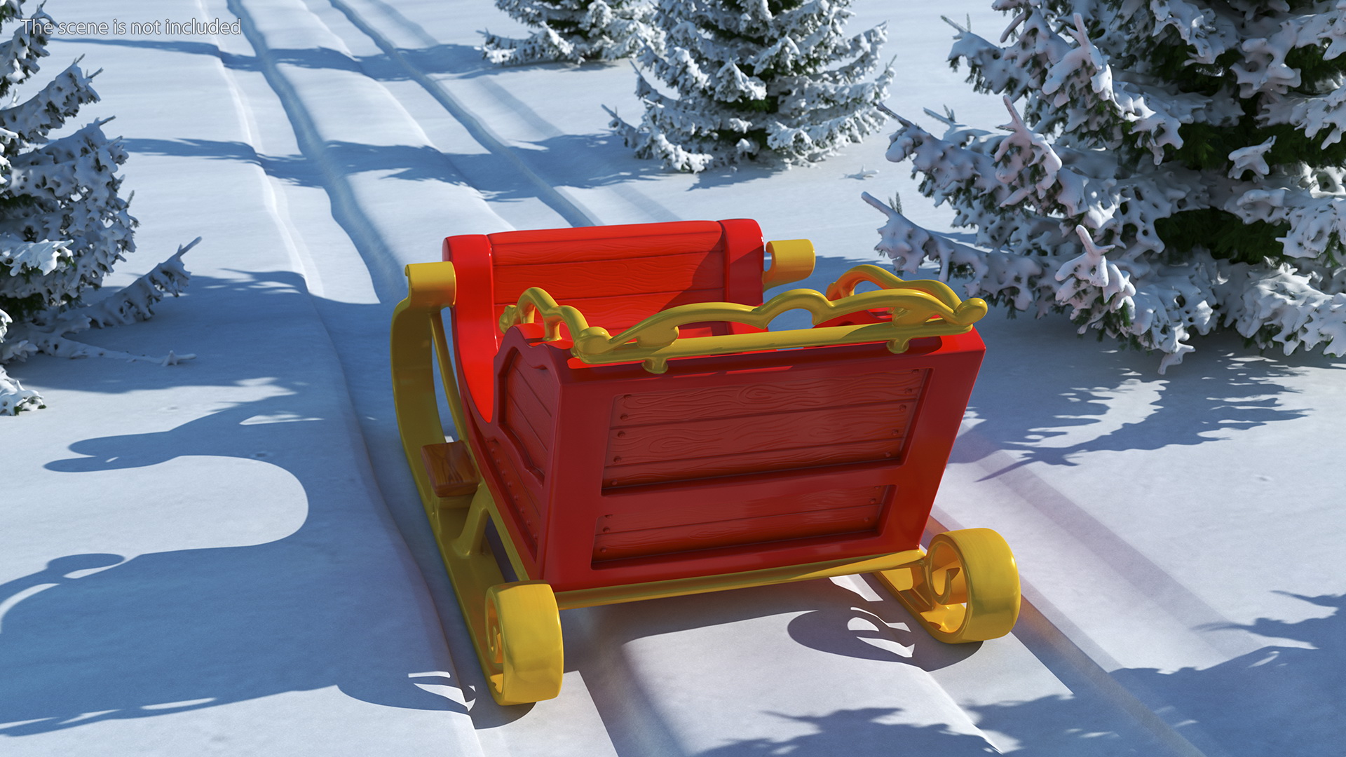 Christmas Decor Santa Sleigh Red 3D