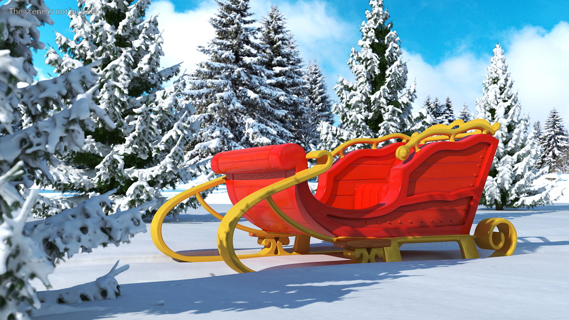 Christmas Decor Santa Sleigh Red 3D