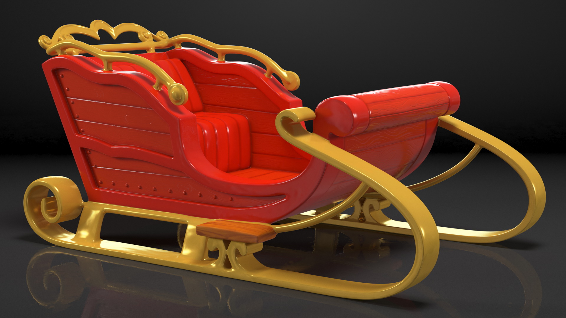 Christmas Decor Santa Sleigh Red 3D