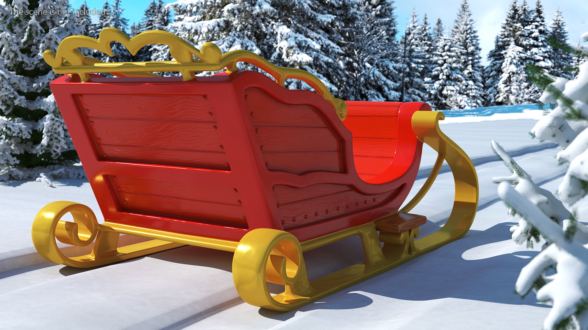Christmas Decor Santa Sleigh Red 3D