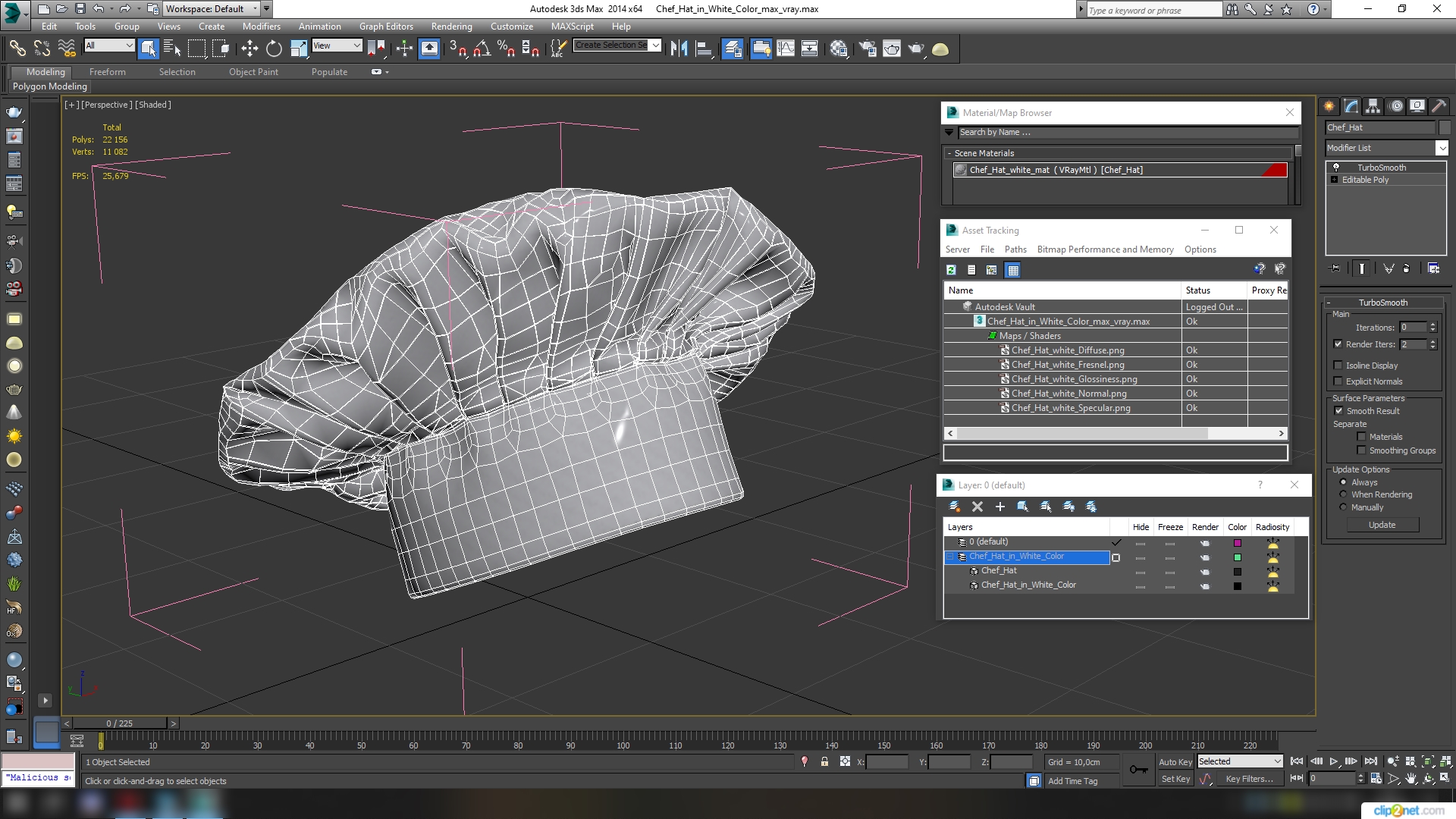 3D Chef Hat in White Color model