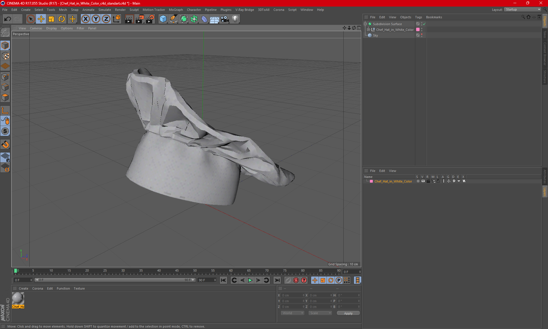 3D Chef Hat in White Color model