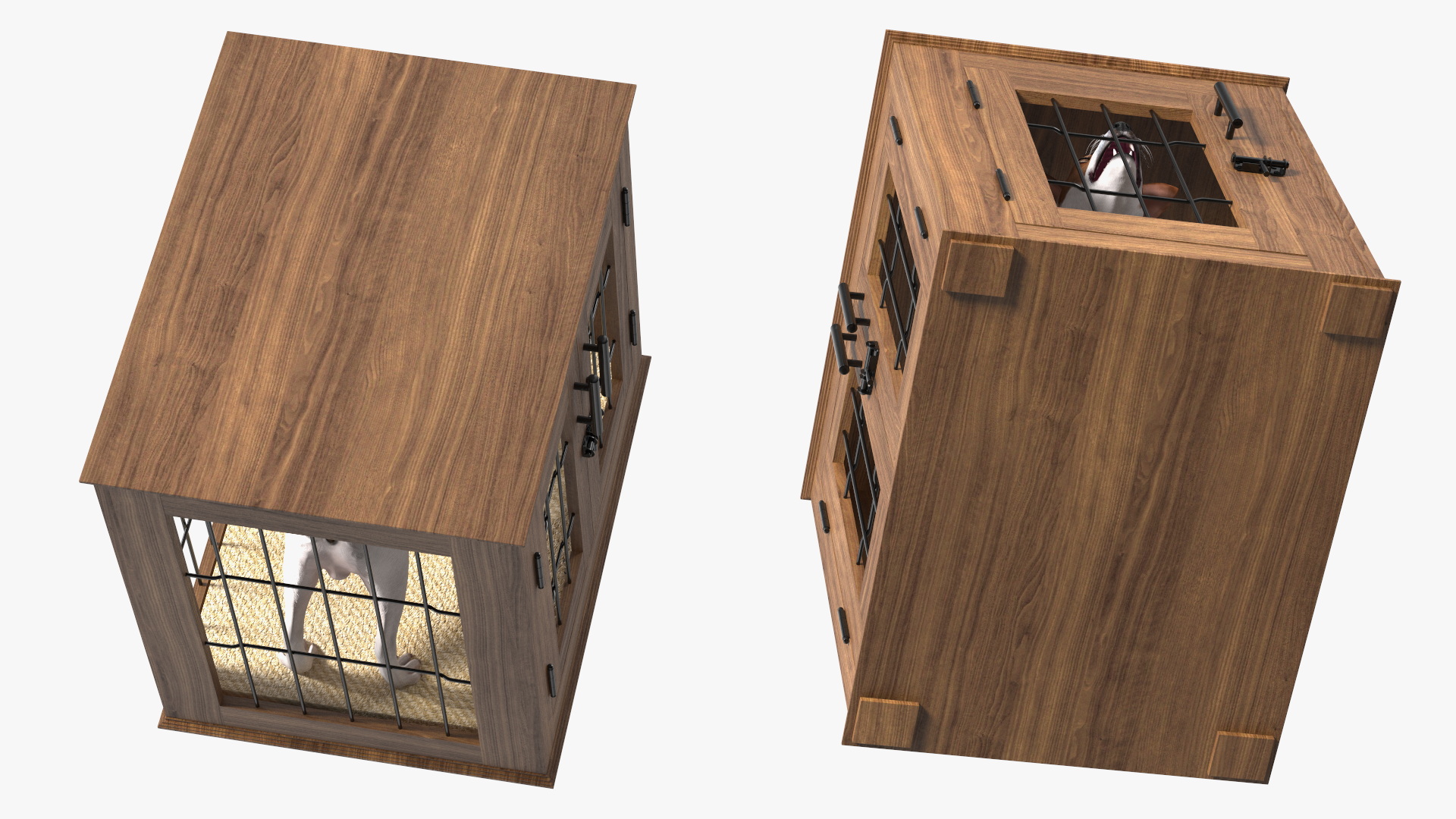 Furniture Dog Crate with Dog Fur 3D