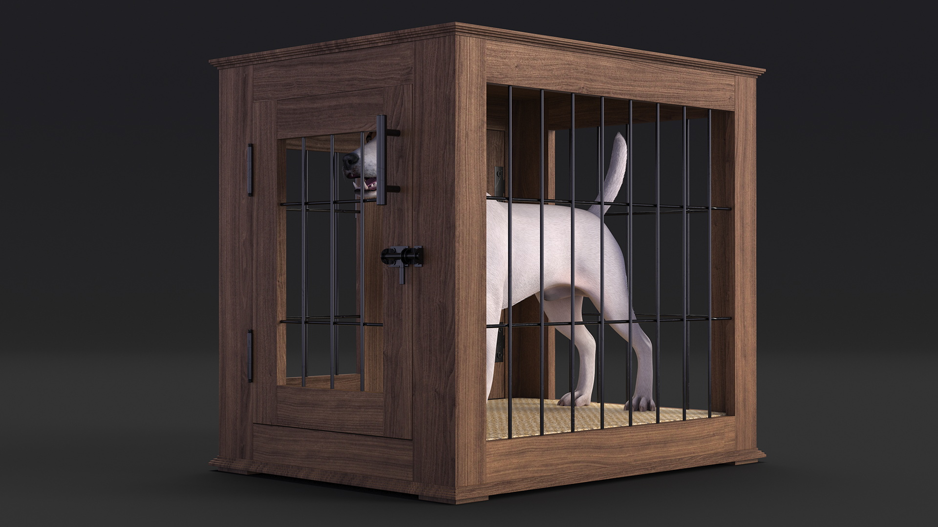 Furniture Dog Crate with Dog Fur 3D