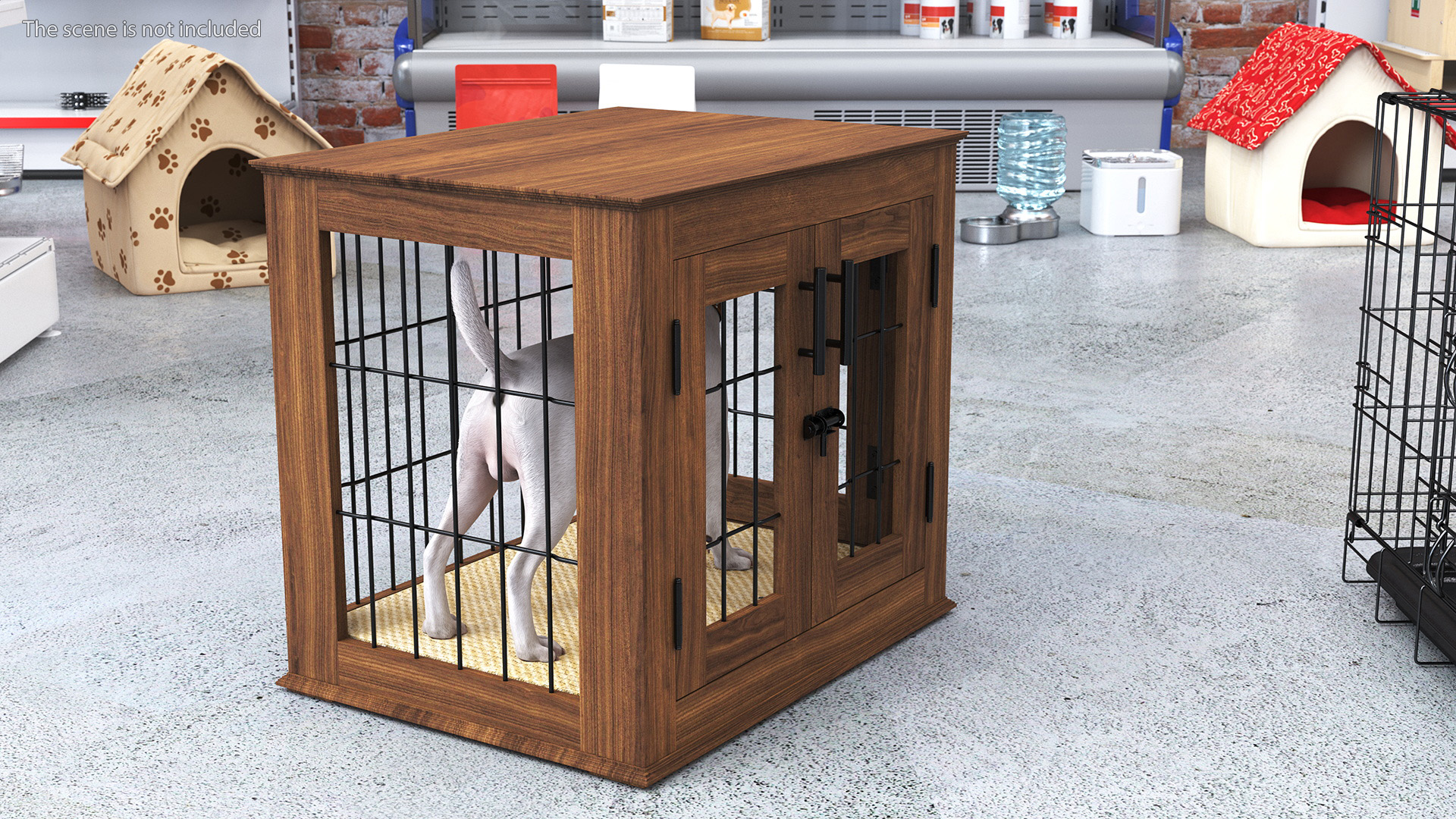 Furniture Dog Crate with Dog Fur 3D