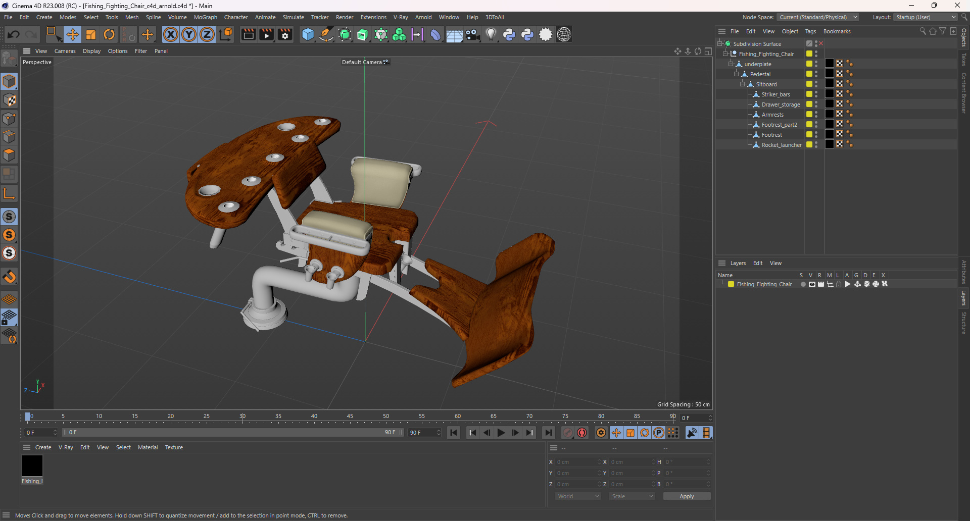 3D Fishing Chair with Rods model