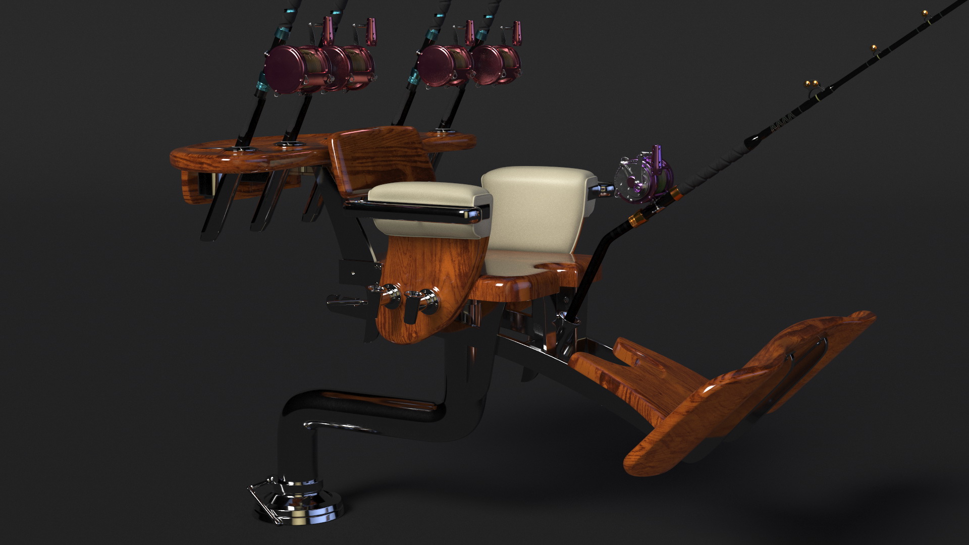 3D Fishing Chair with Rods model
