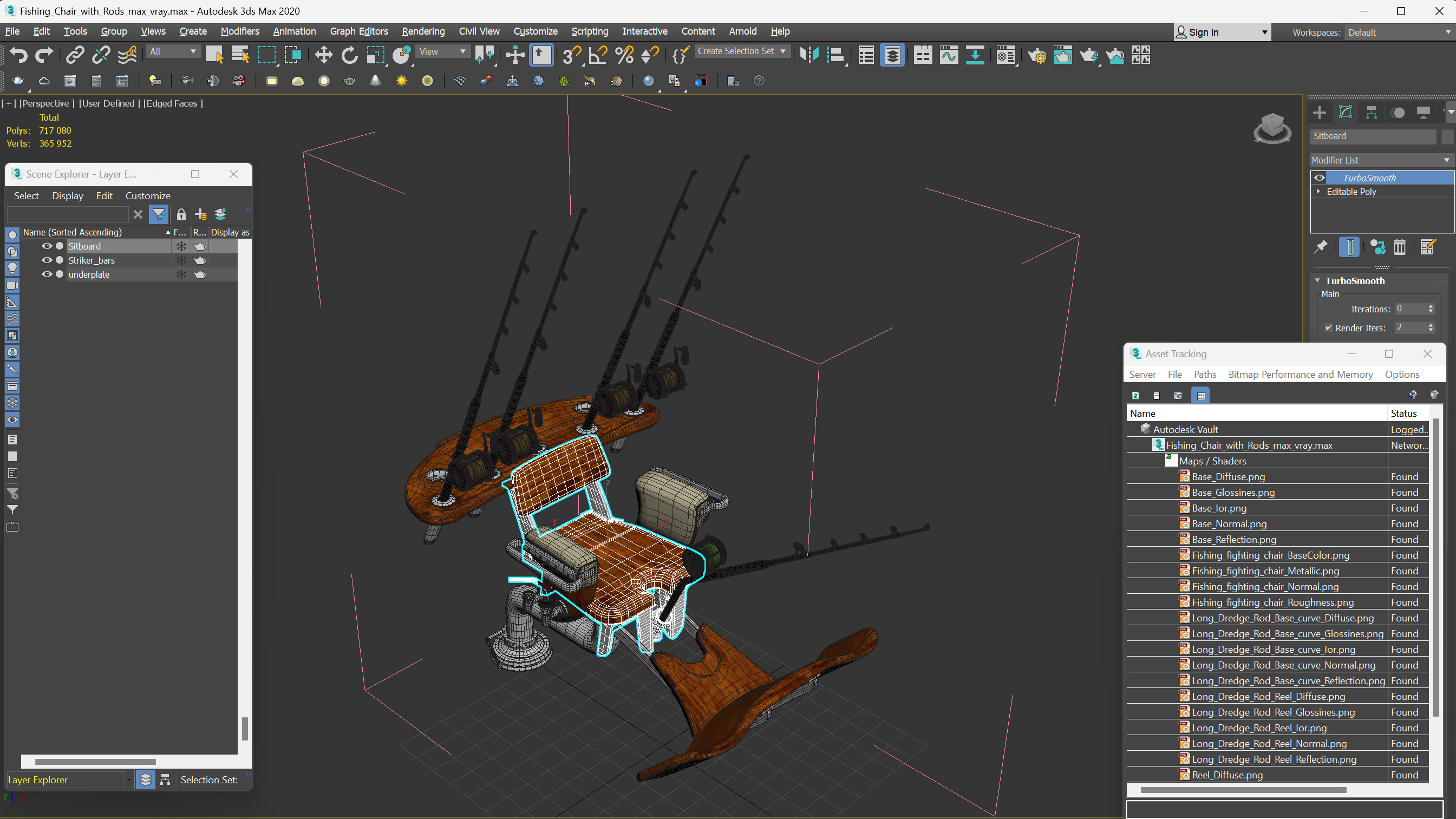 3D Fishing Chair with Rods model