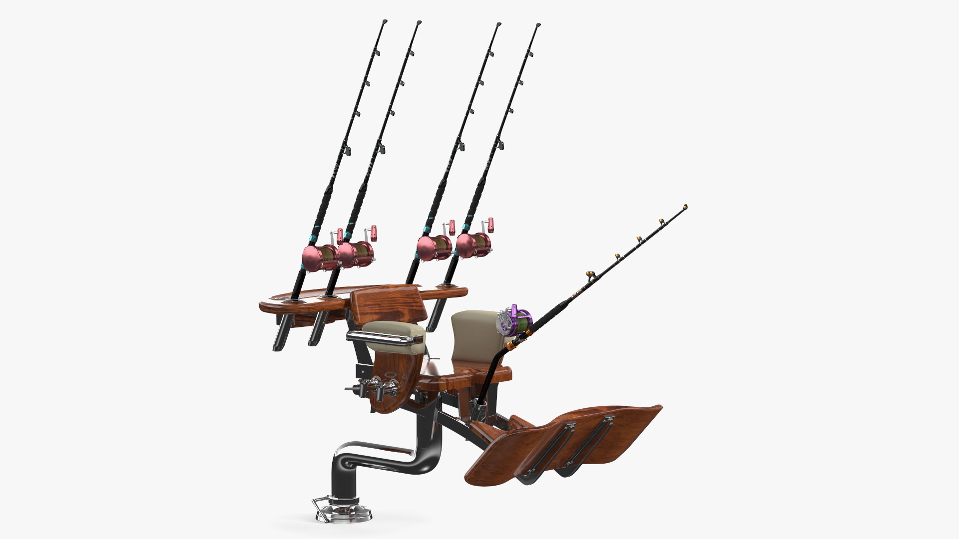 3D Fishing Chair with Rods model