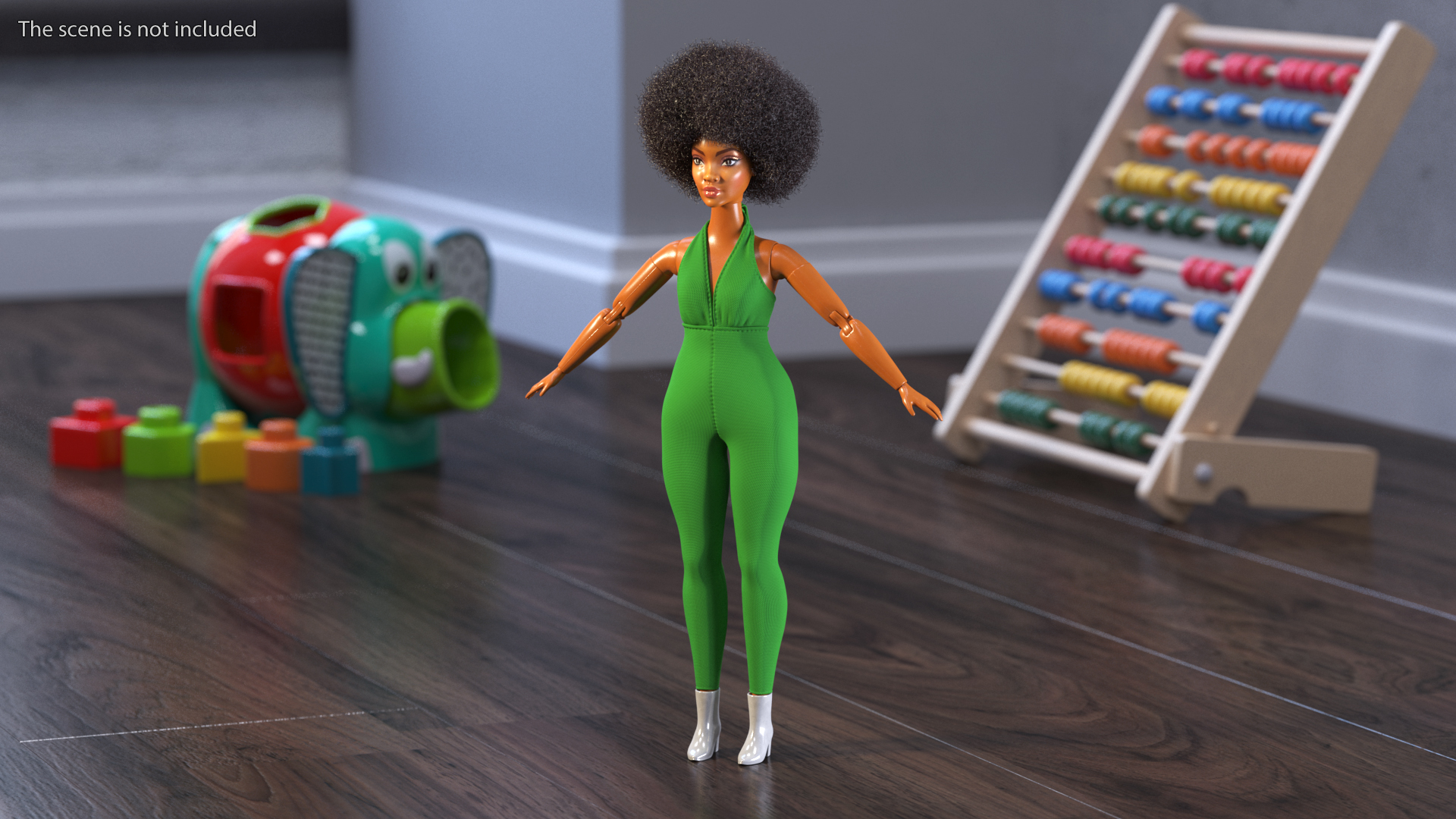 Toy Doll Figure Dressed Fur Rigged 3D model