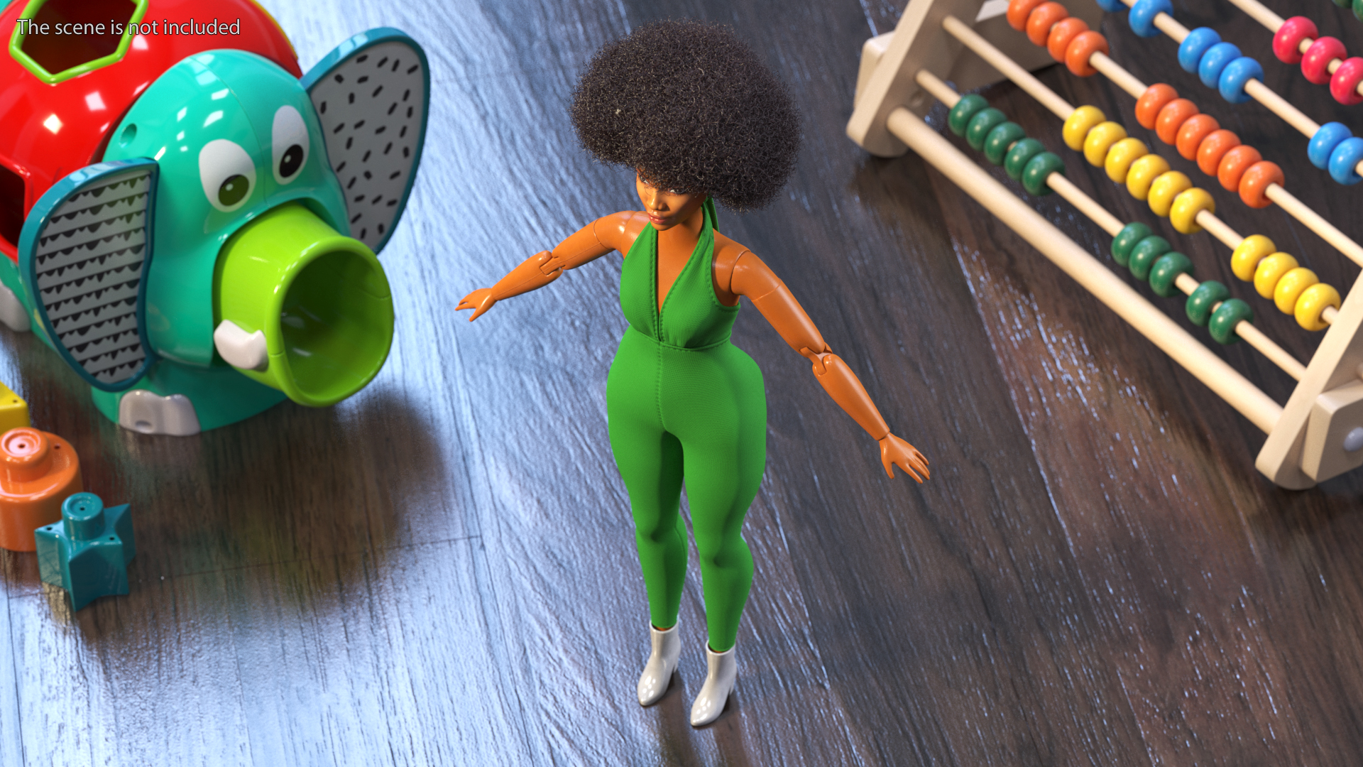 Toy Doll Figure Dressed Fur Rigged 3D model