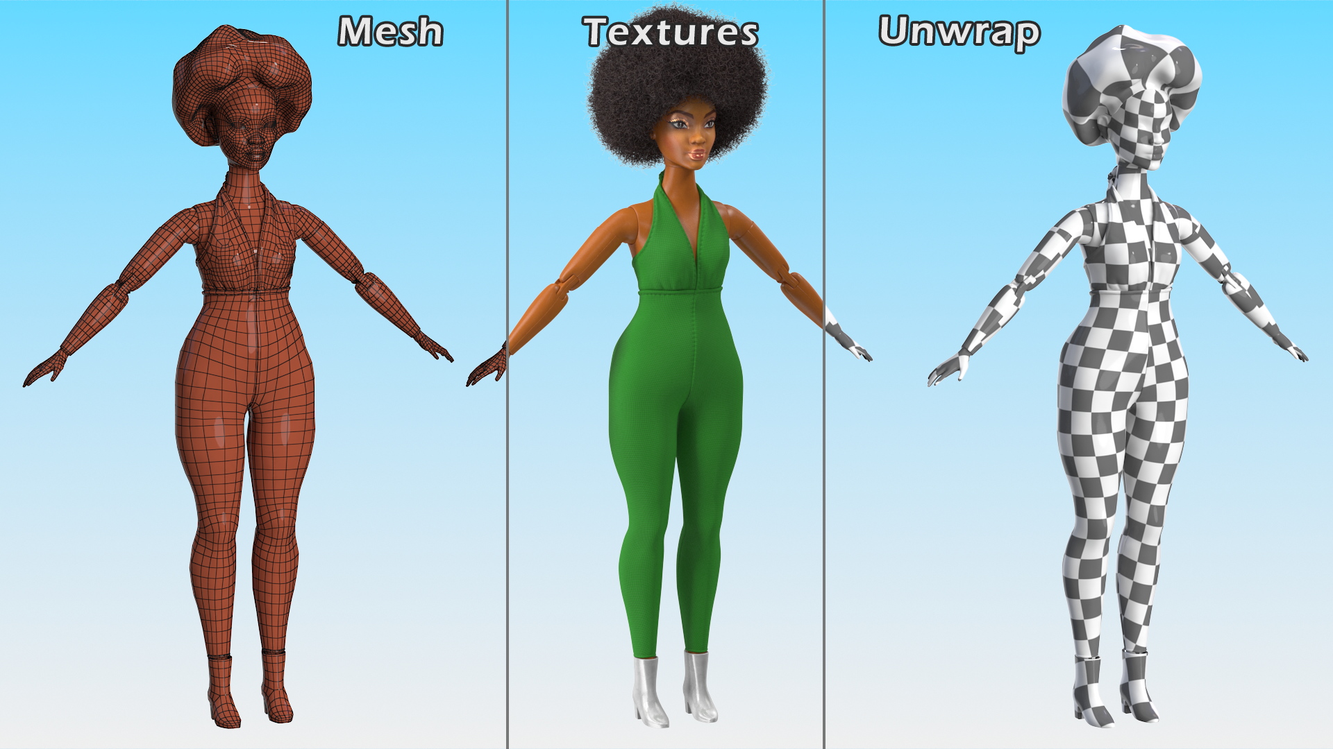 Toy Doll Figure Dressed Fur Rigged 3D model