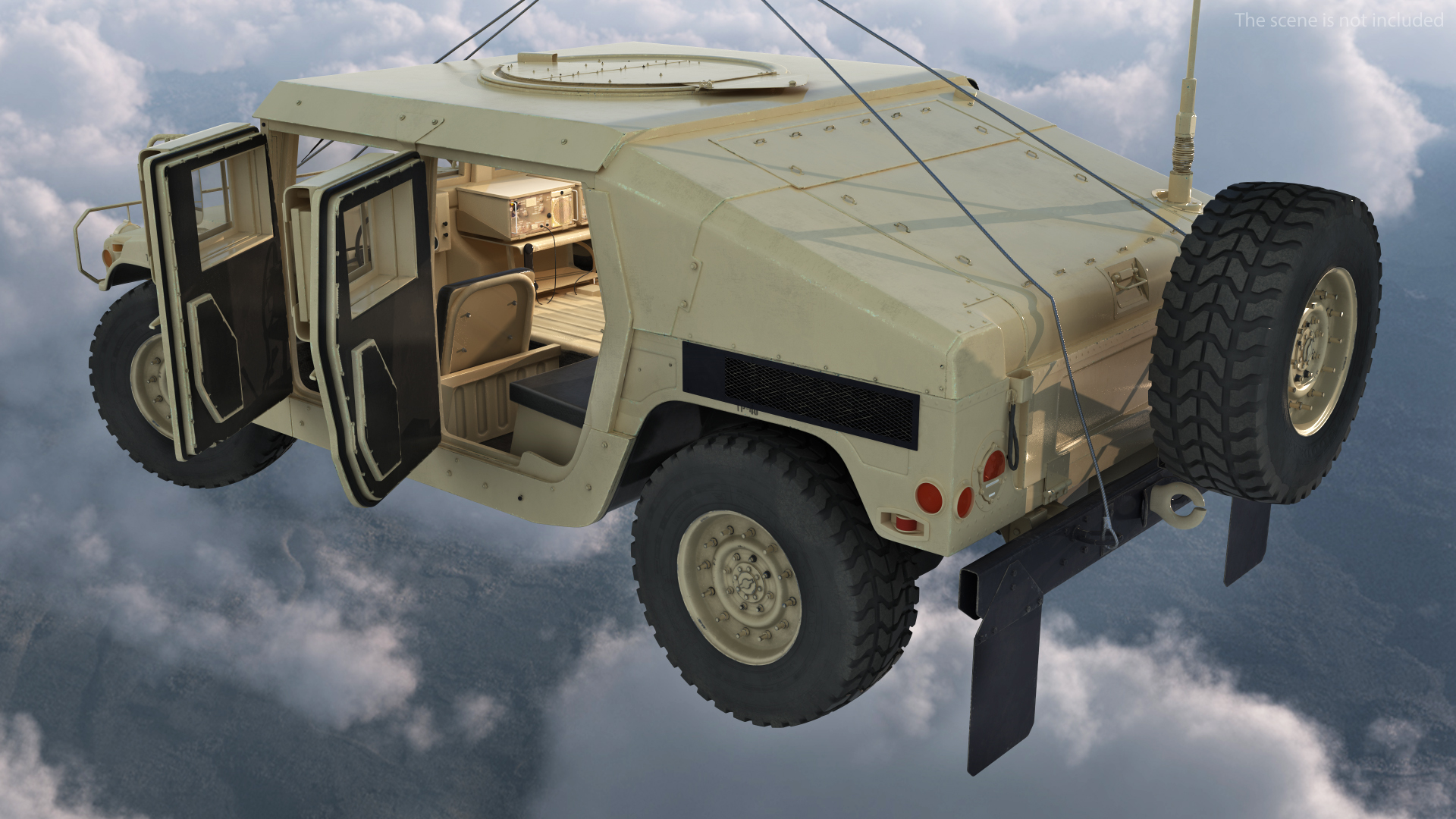 3D US Army Transport Helicopter With Humvee M1151 Rigged model