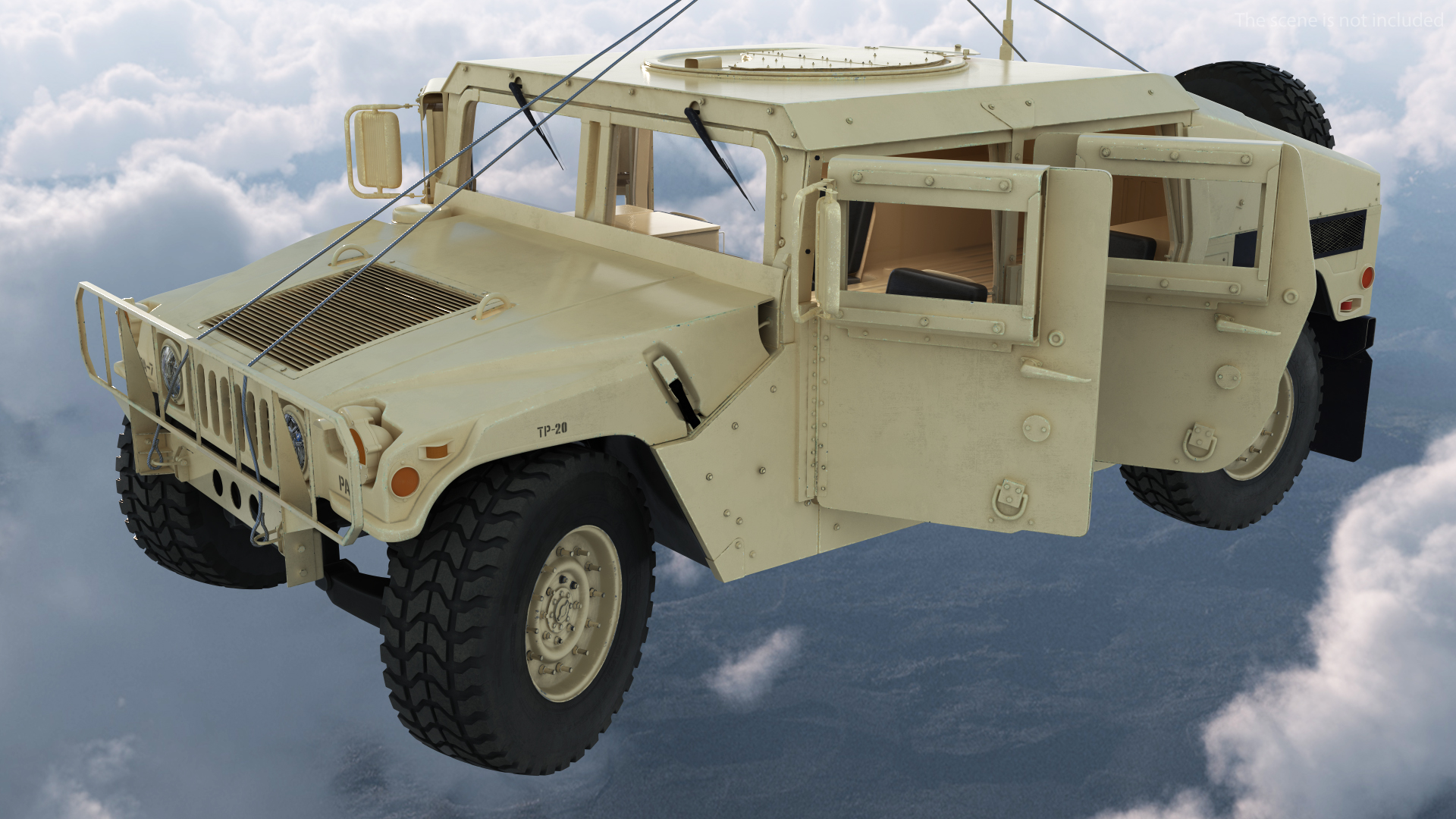 3D US Army Transport Helicopter With Humvee M1151 Rigged model