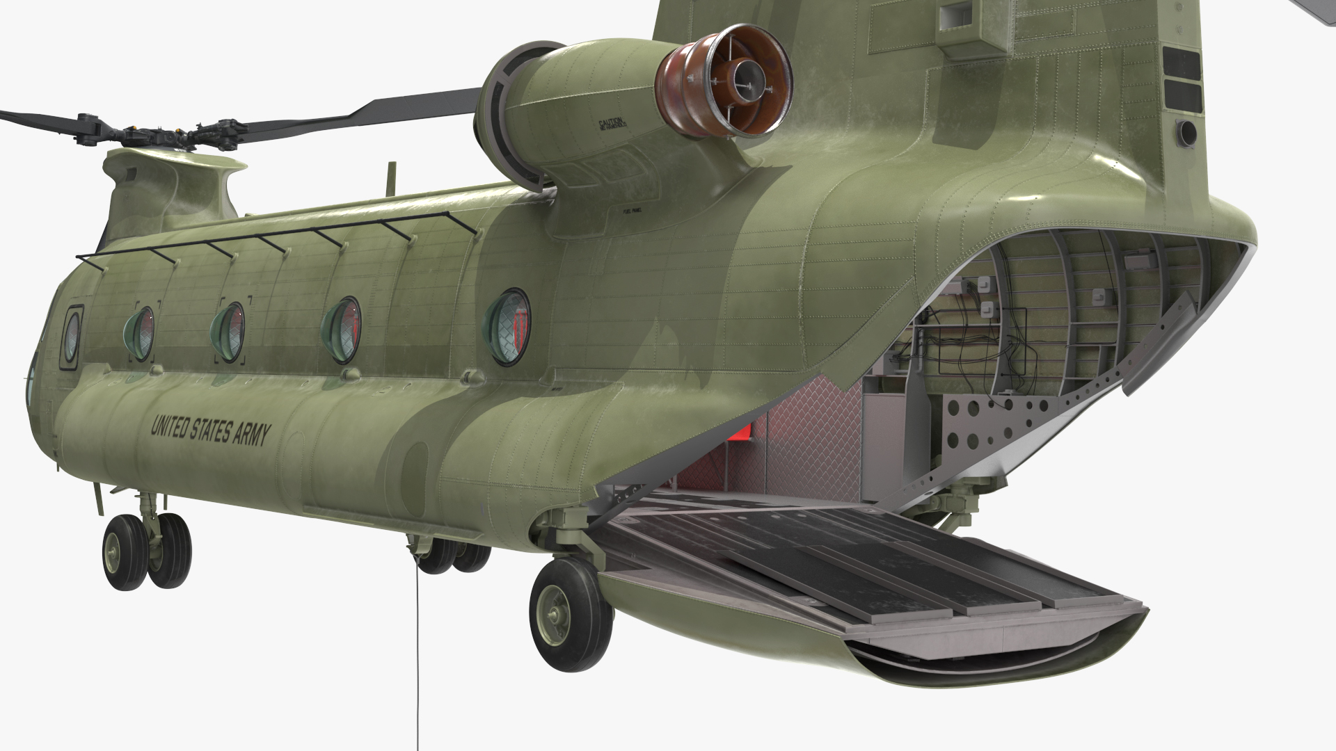 3D US Army Transport Helicopter With Humvee M1151 Rigged model