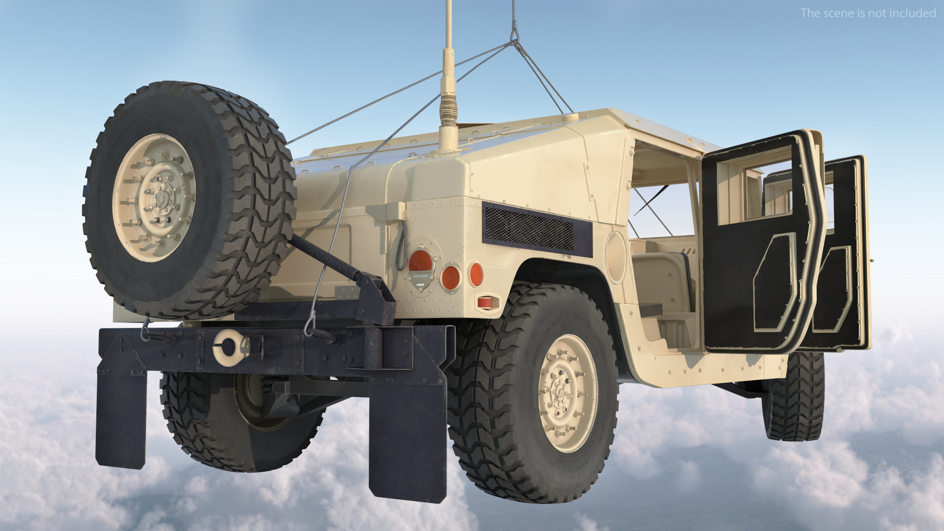 3D US Army Transport Helicopter With Humvee M1151 Rigged model