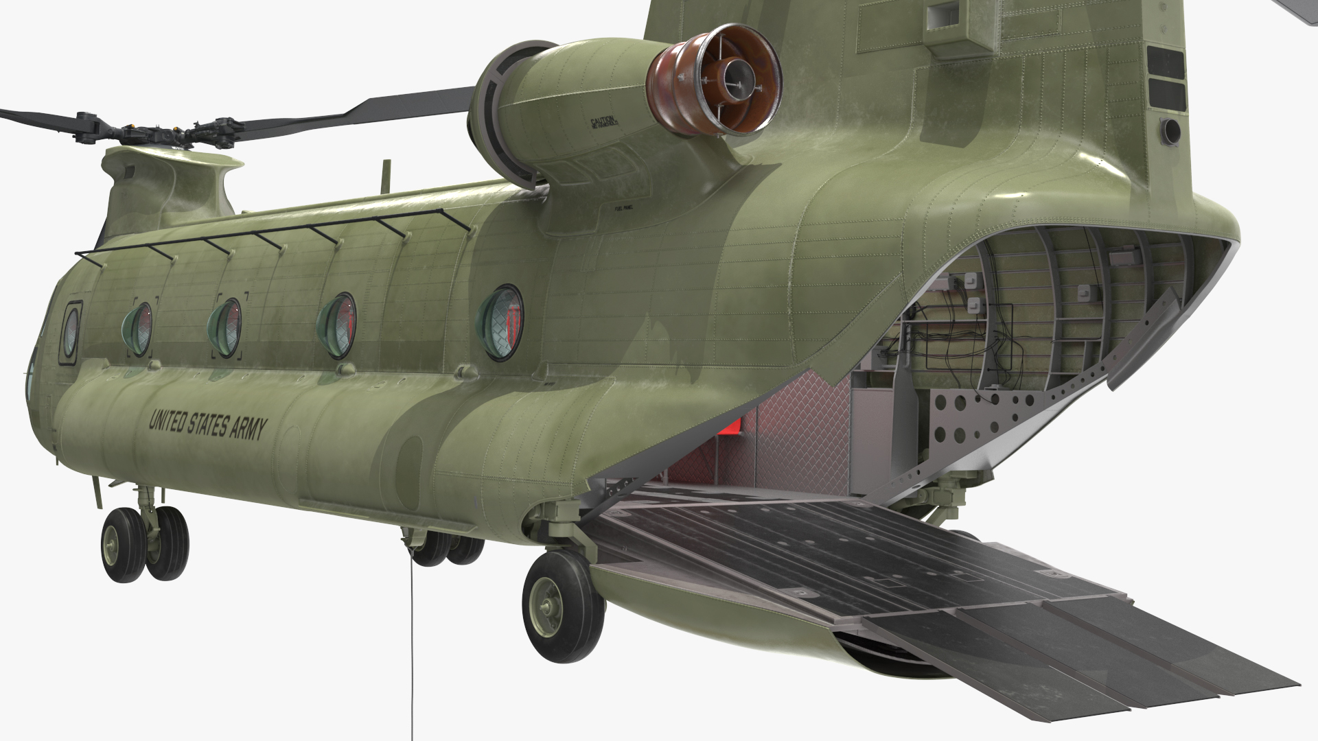 3D US Army Transport Helicopter With Humvee M1151 Rigged model
