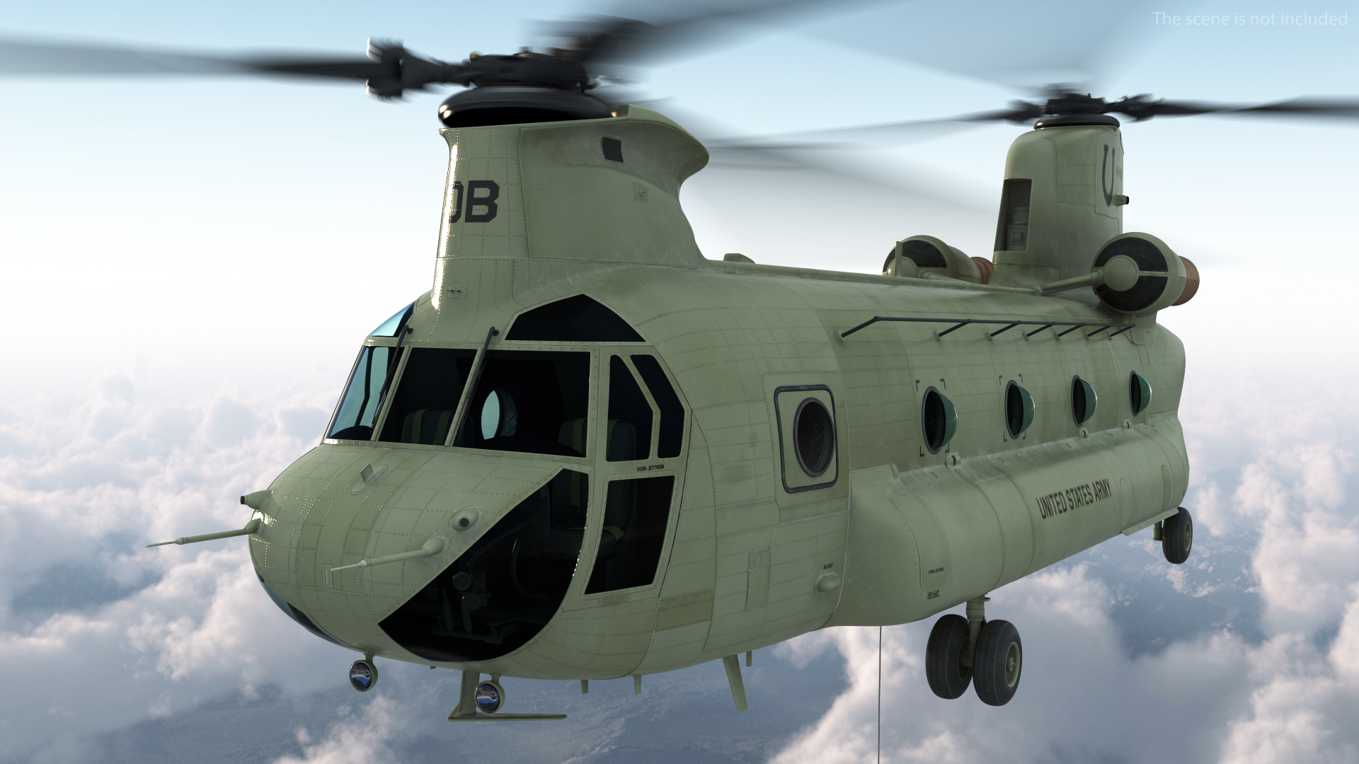 3D US Army Transport Helicopter With Humvee M1151 Rigged model