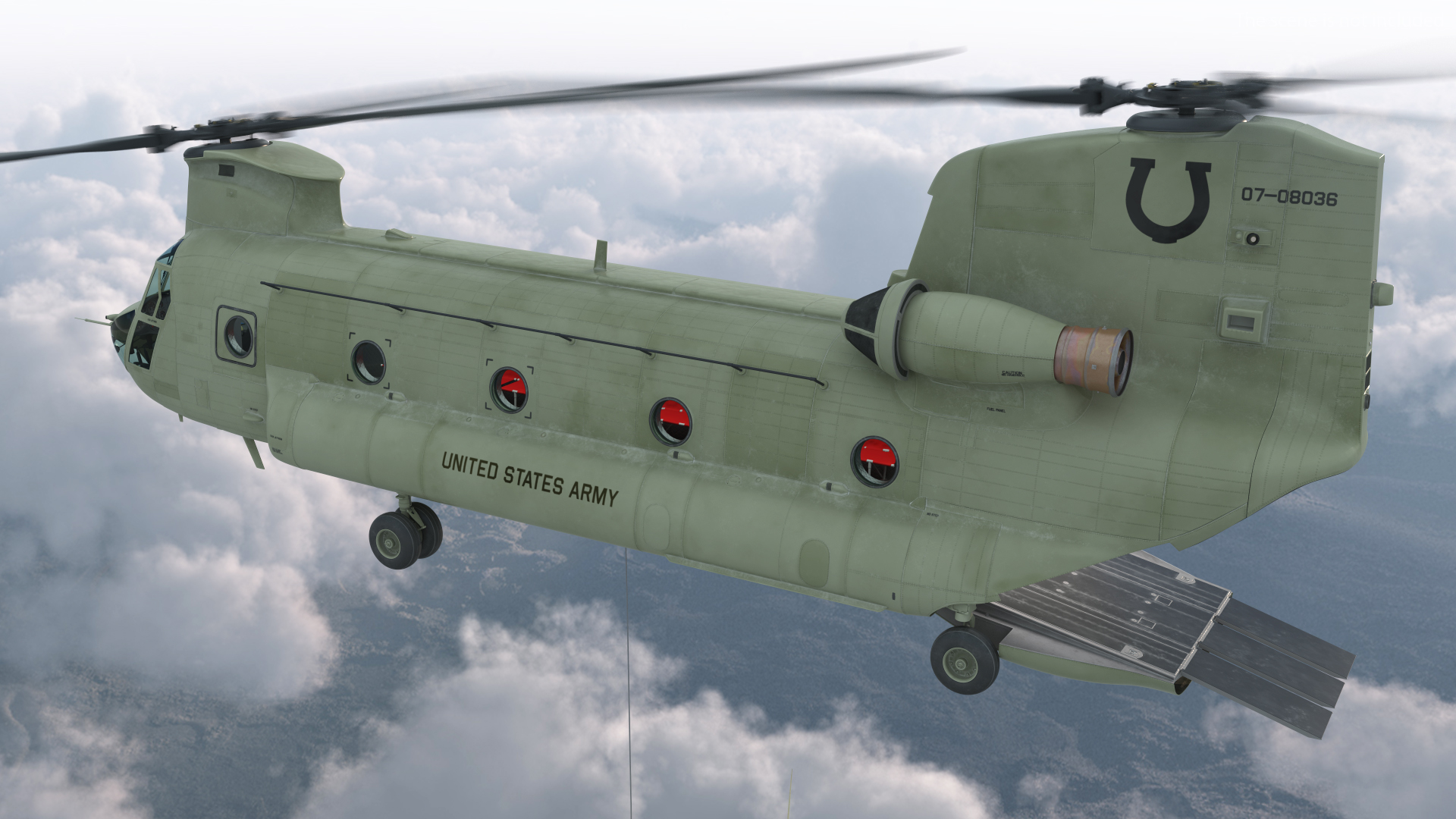 3D US Army Transport Helicopter With Humvee M1151 Rigged model