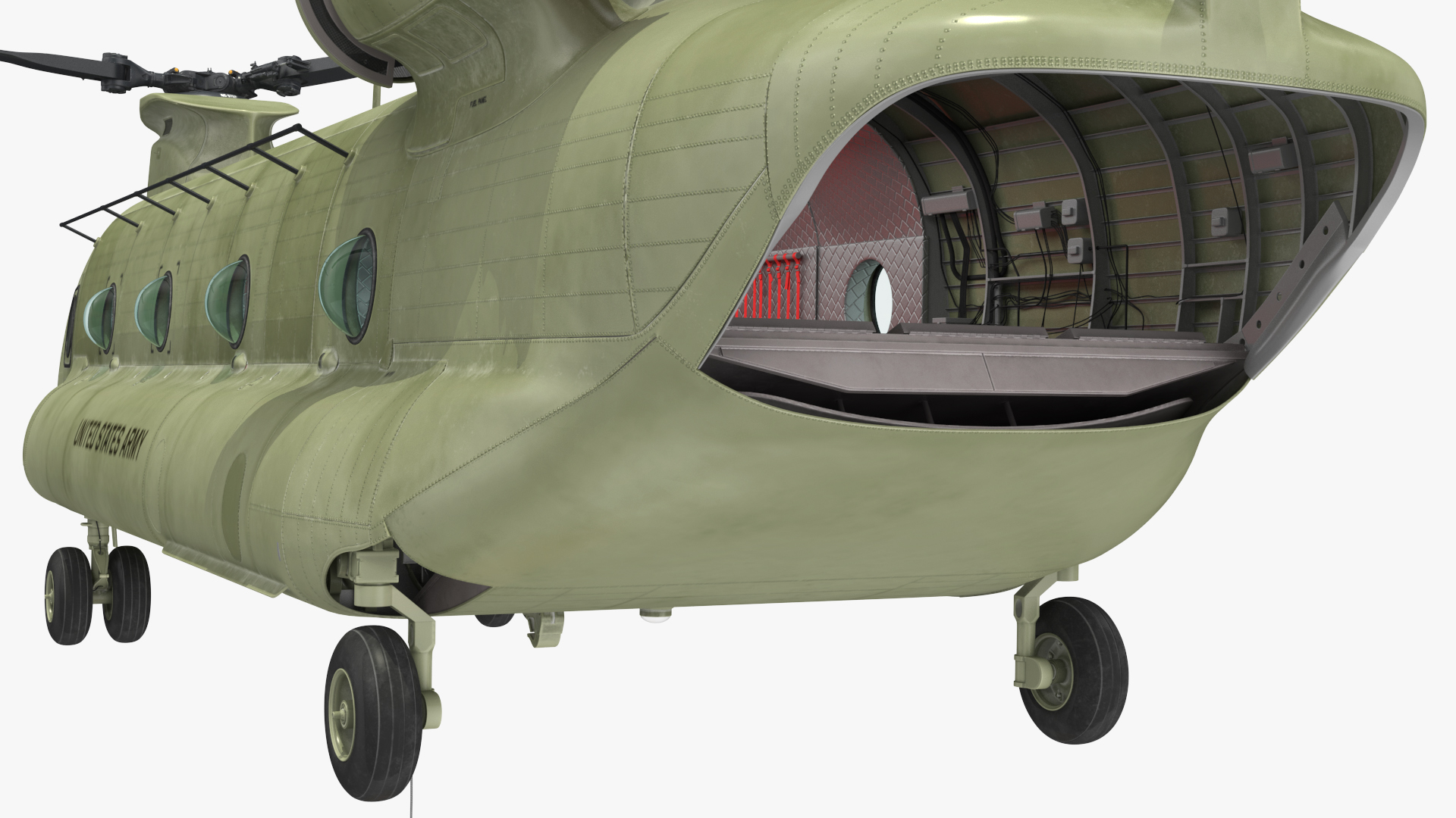 3D US Army Transport Helicopter With Humvee M1151 Rigged model