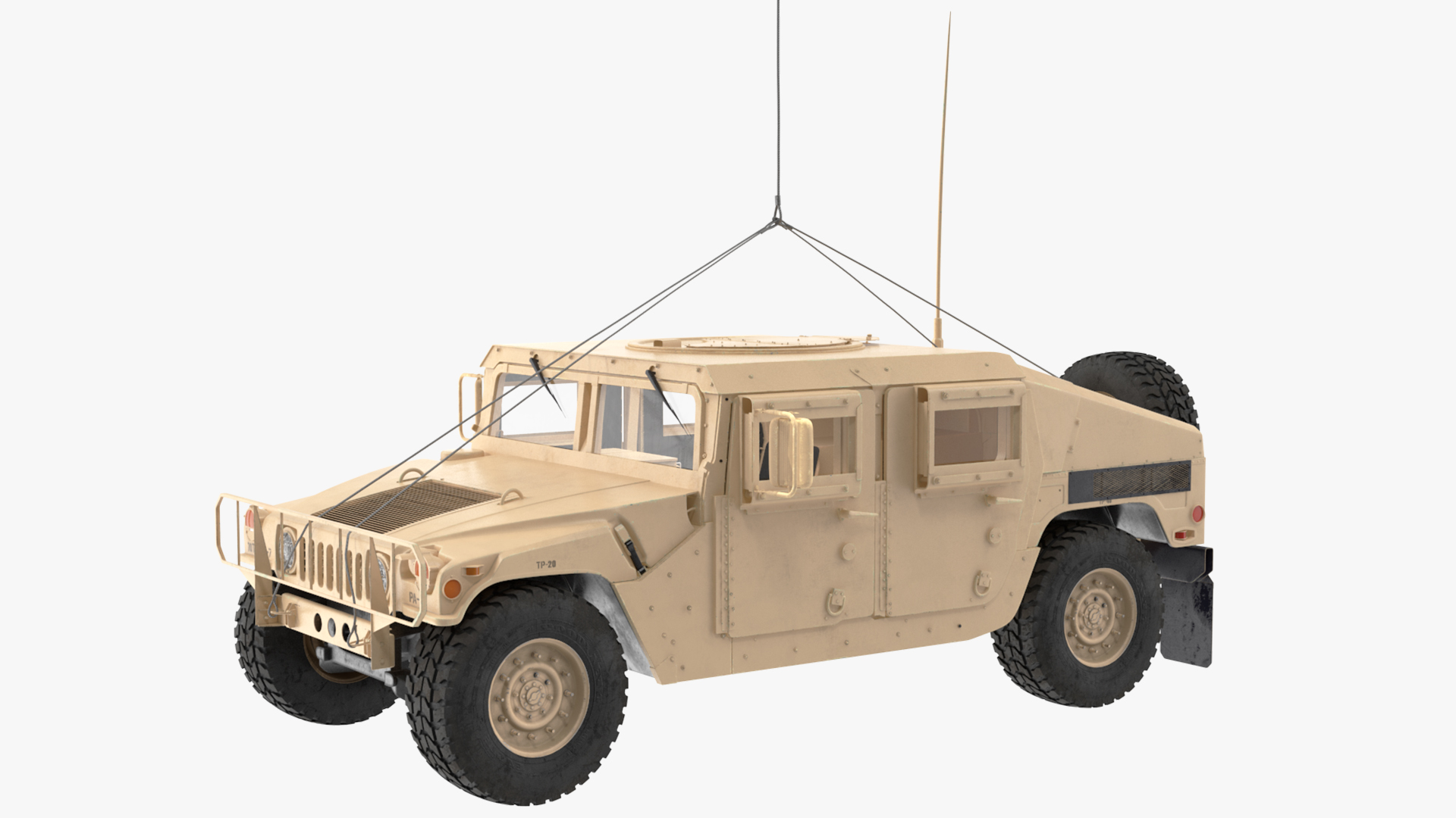 3D US Army Transport Helicopter With Humvee M1151 Rigged model