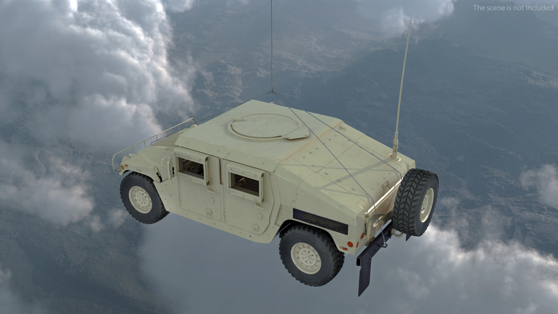3D US Army Transport Helicopter With Humvee M1151 Rigged model