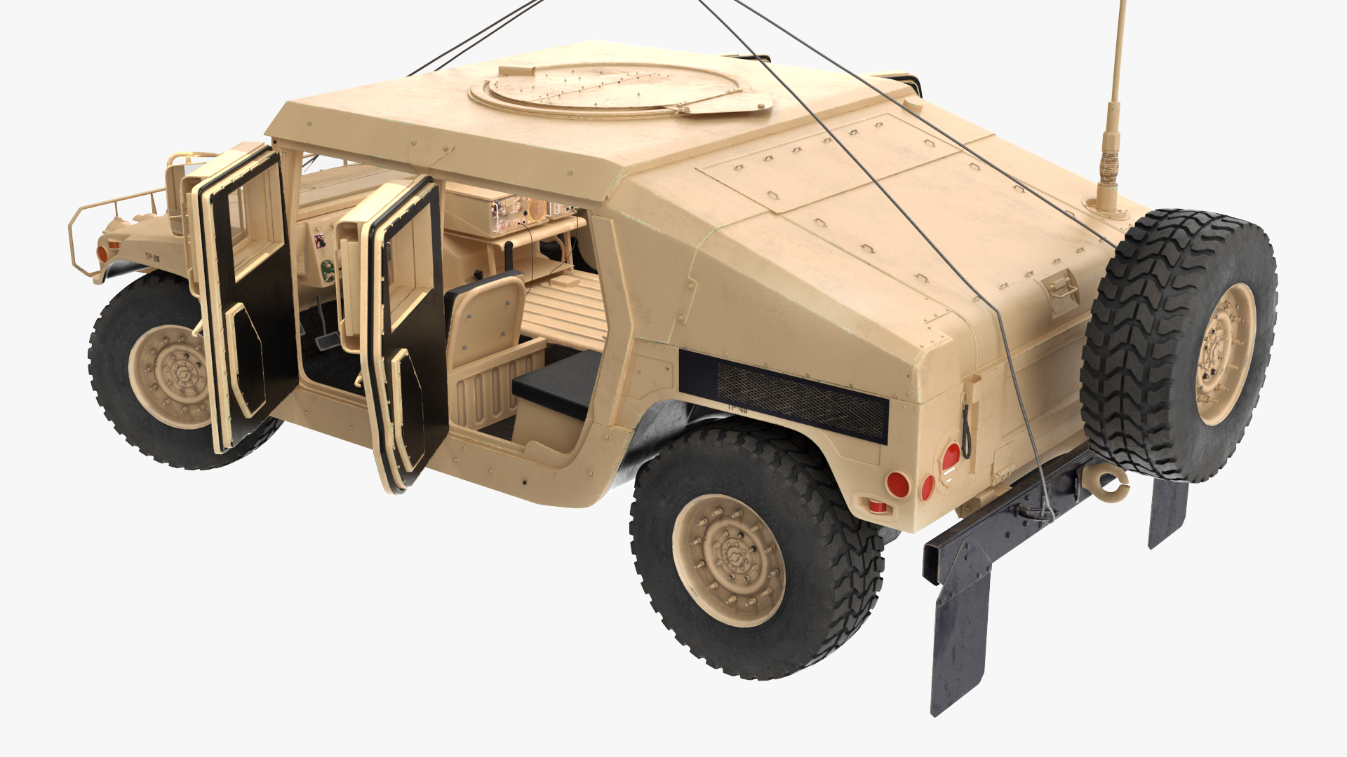 3D US Army Transport Helicopter With Humvee M1151 Rigged model