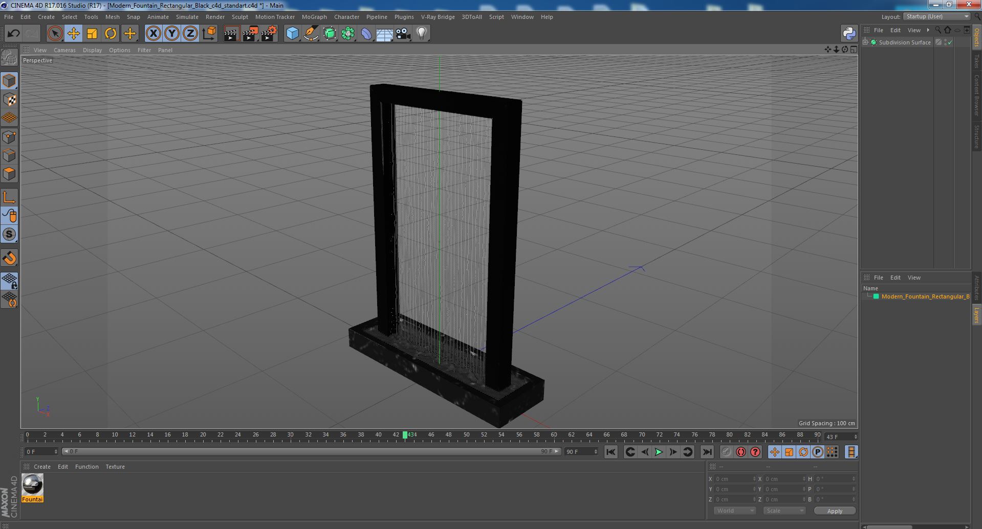 3D Modern Fountain Rectangular Black model