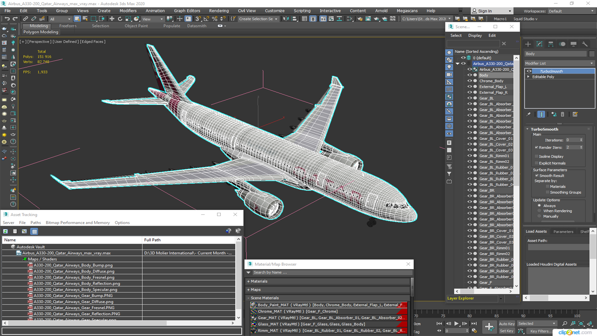 Airbus A330-200 Qatar Airways 3D model