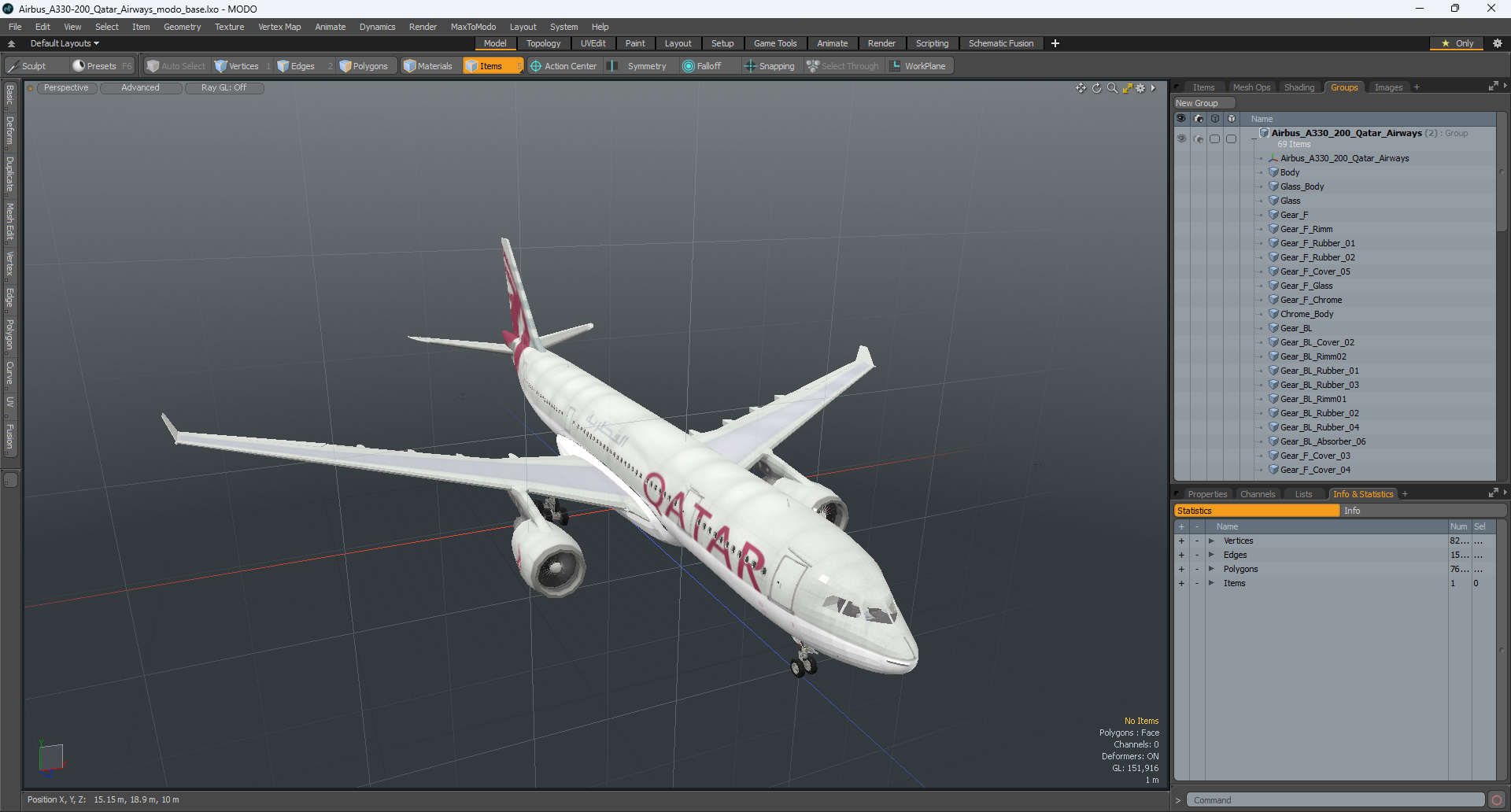 Airbus A330-200 Qatar Airways 3D model