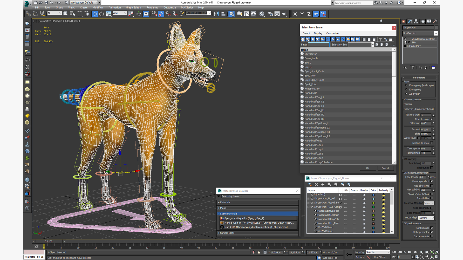 3D Chrysocyon Rigged for Maya