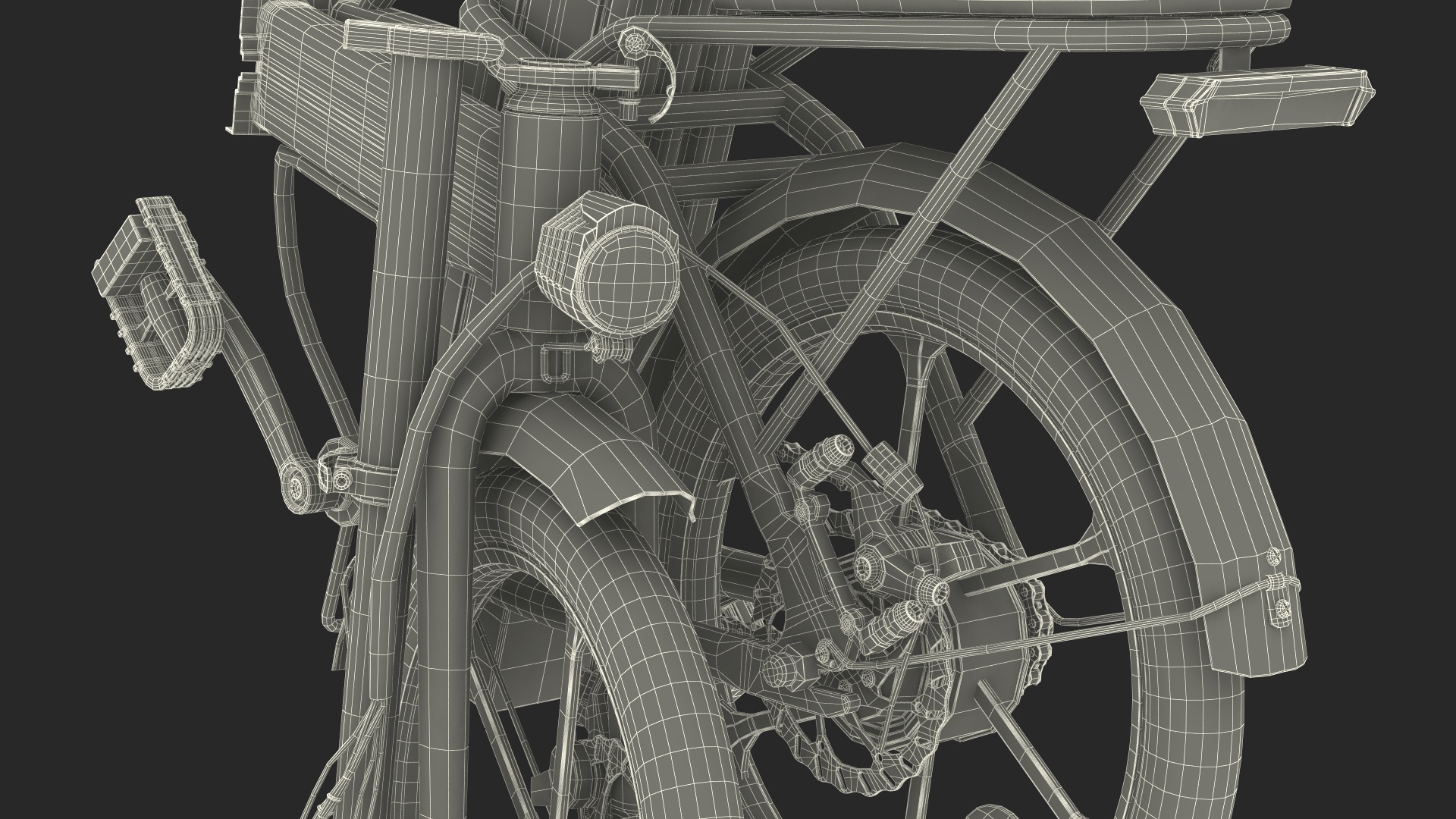 Red Electric Bike Folded 3D model