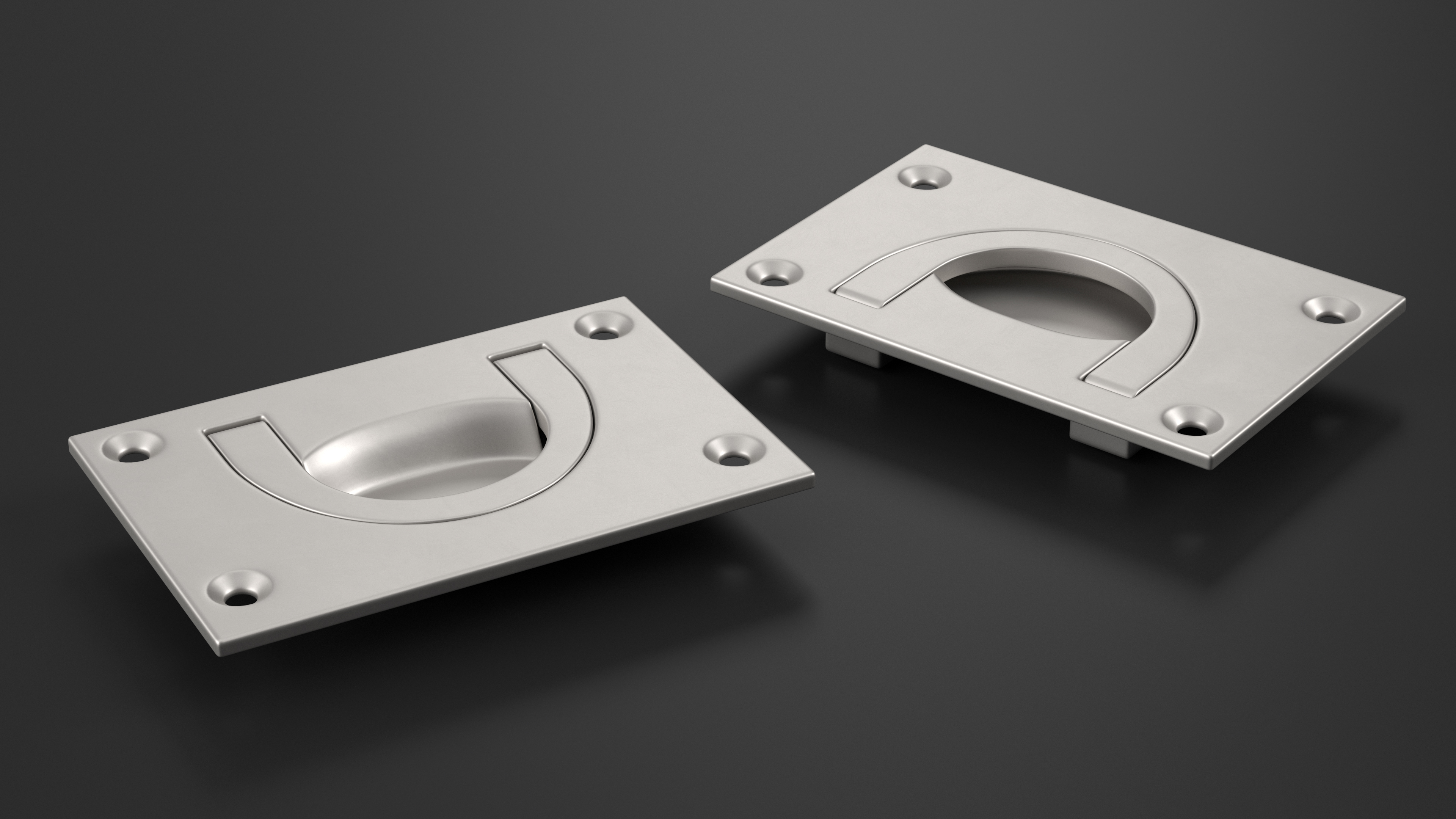 3D Kitchen Cabinet Handle Recessed Silver model