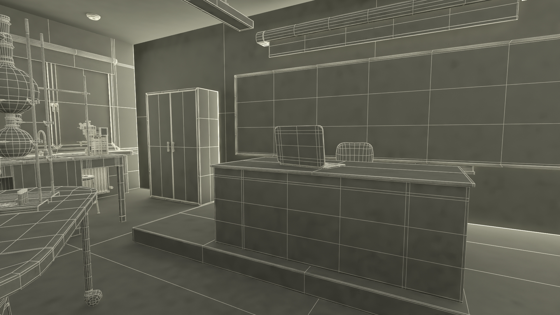 3D School Laboratory Interior with Modern Equipment model