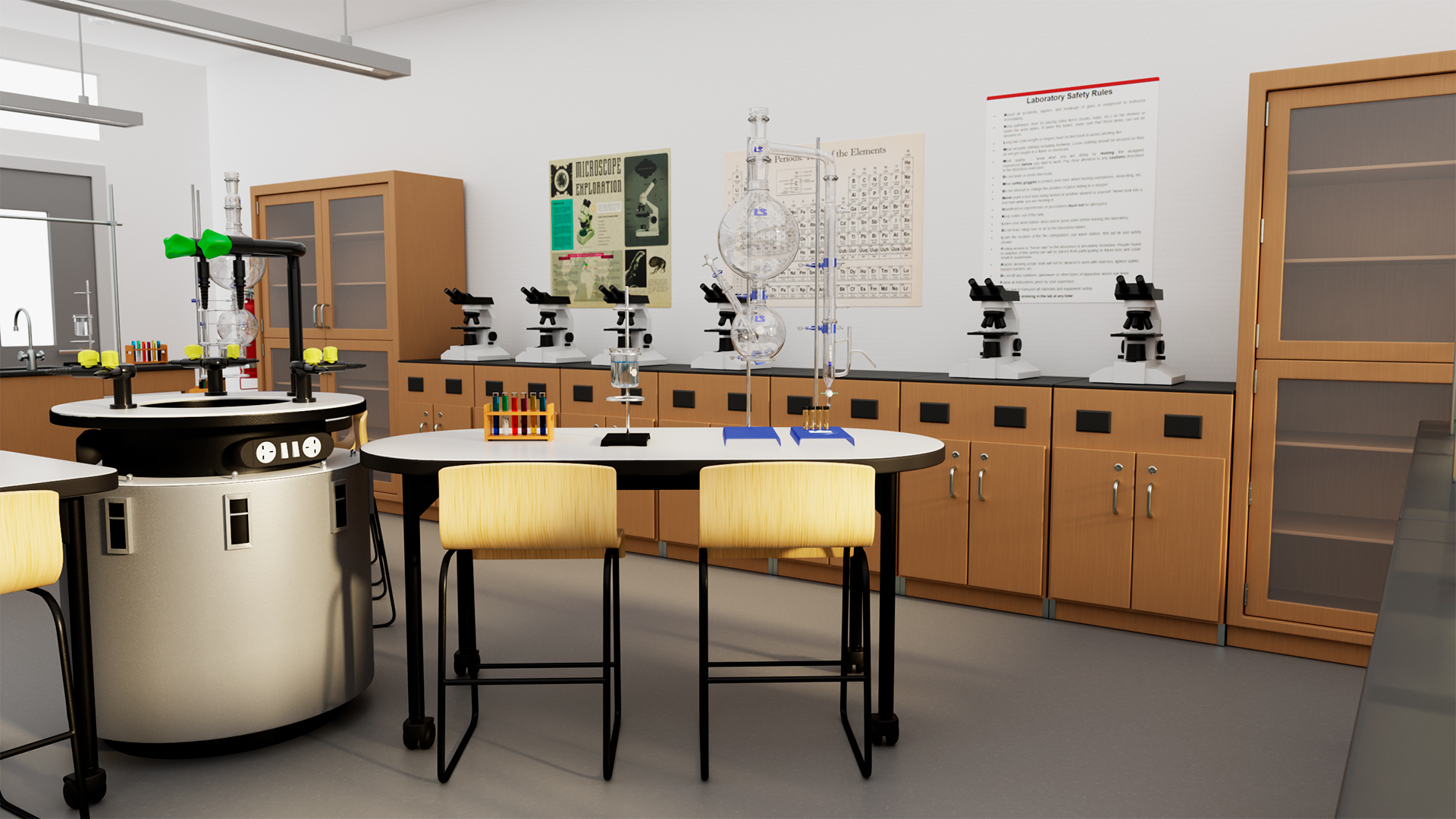 3D School Laboratory Interior with Modern Equipment model