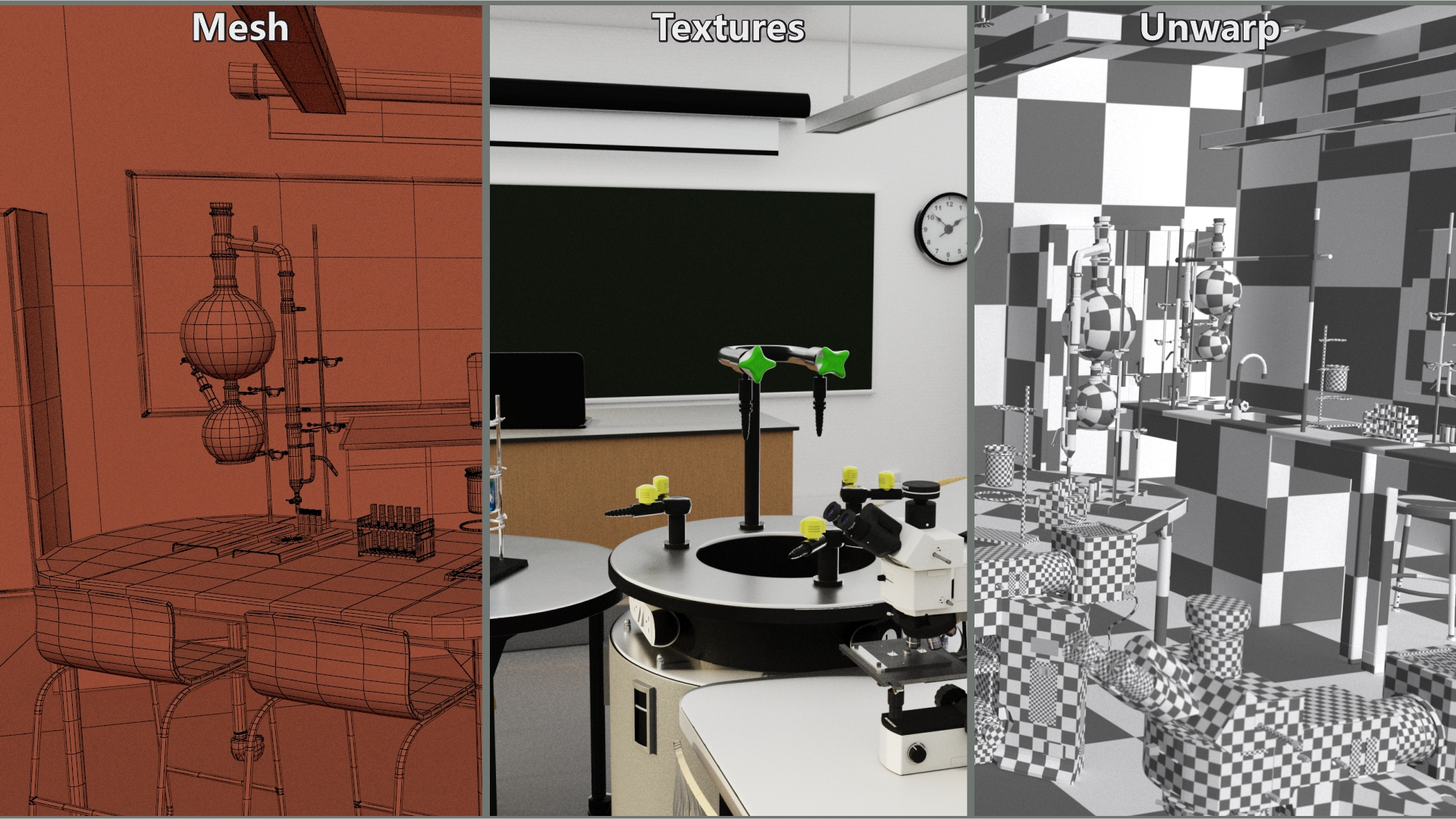 3D School Laboratory Interior with Modern Equipment model