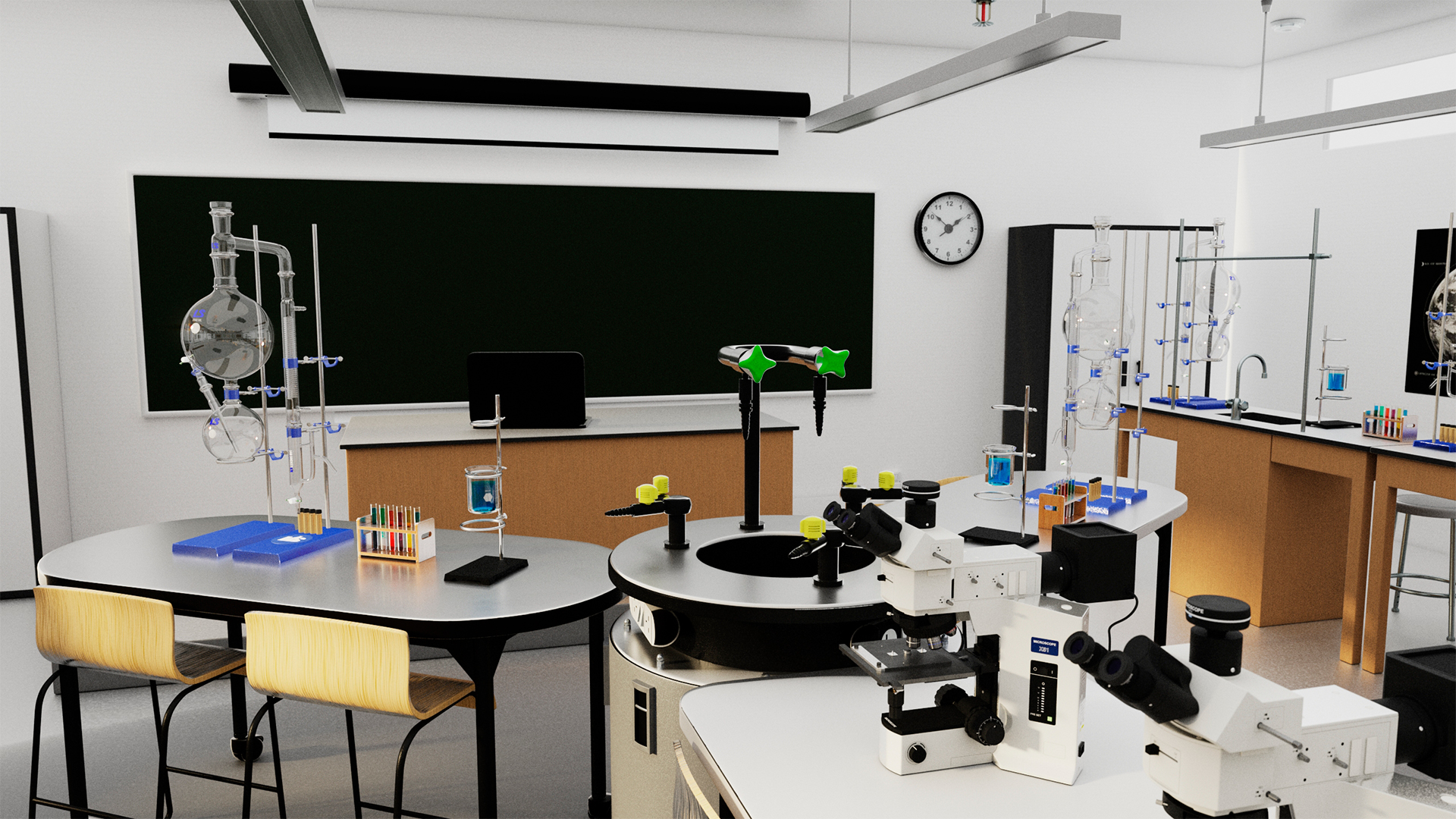 3D School Laboratory Interior with Modern Equipment model