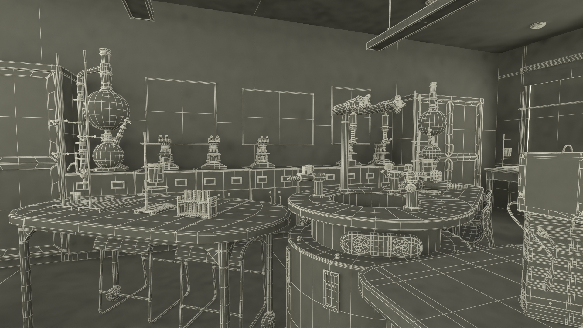 3D School Laboratory Interior with Modern Equipment model
