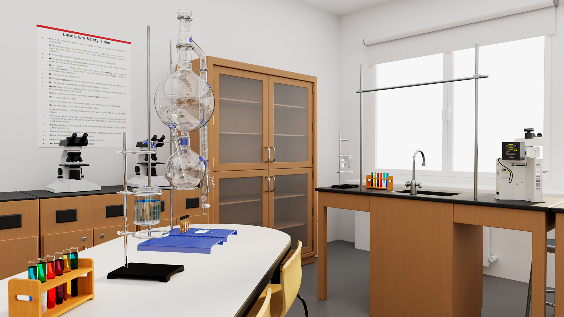 3D School Laboratory Interior with Modern Equipment model