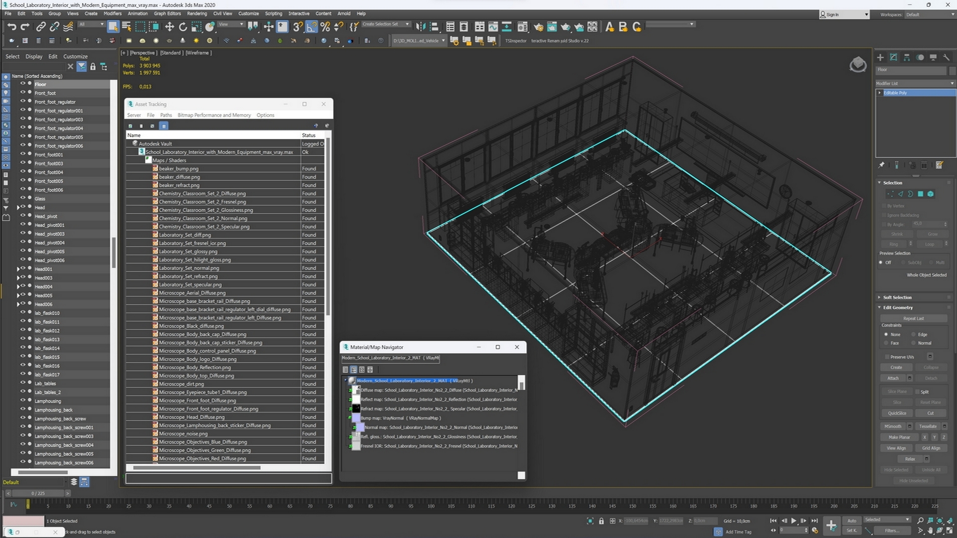 3D School Laboratory Interior with Modern Equipment model