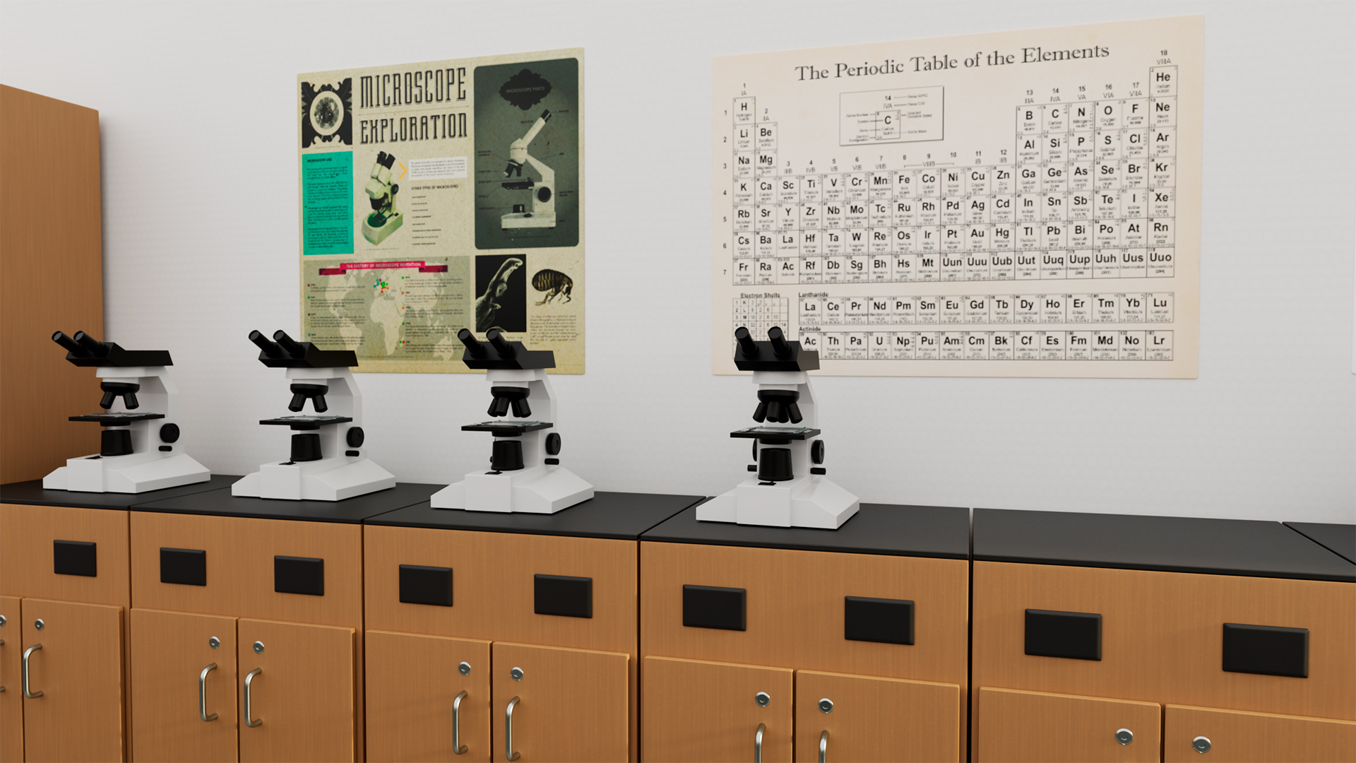 3D School Laboratory Interior with Modern Equipment model