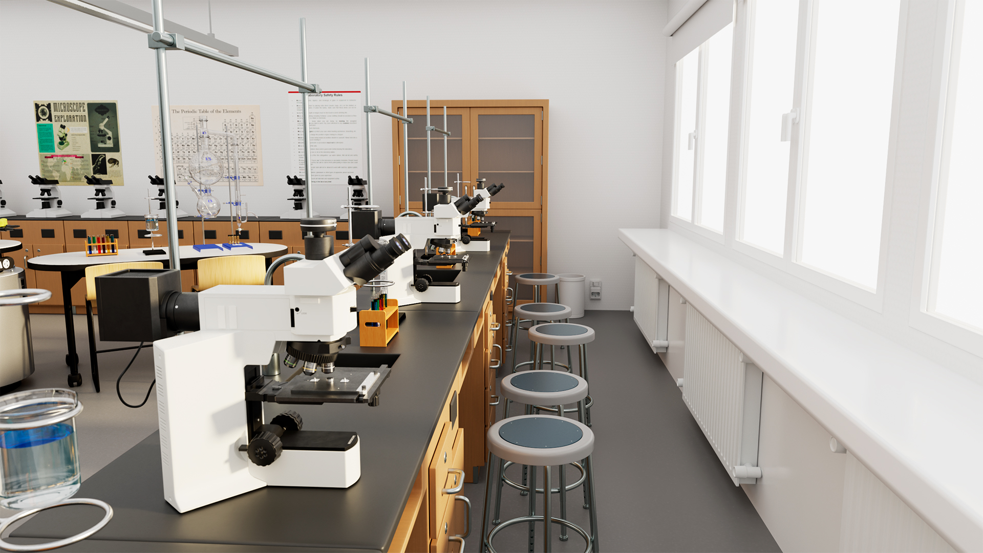 3D School Laboratory Interior with Modern Equipment model