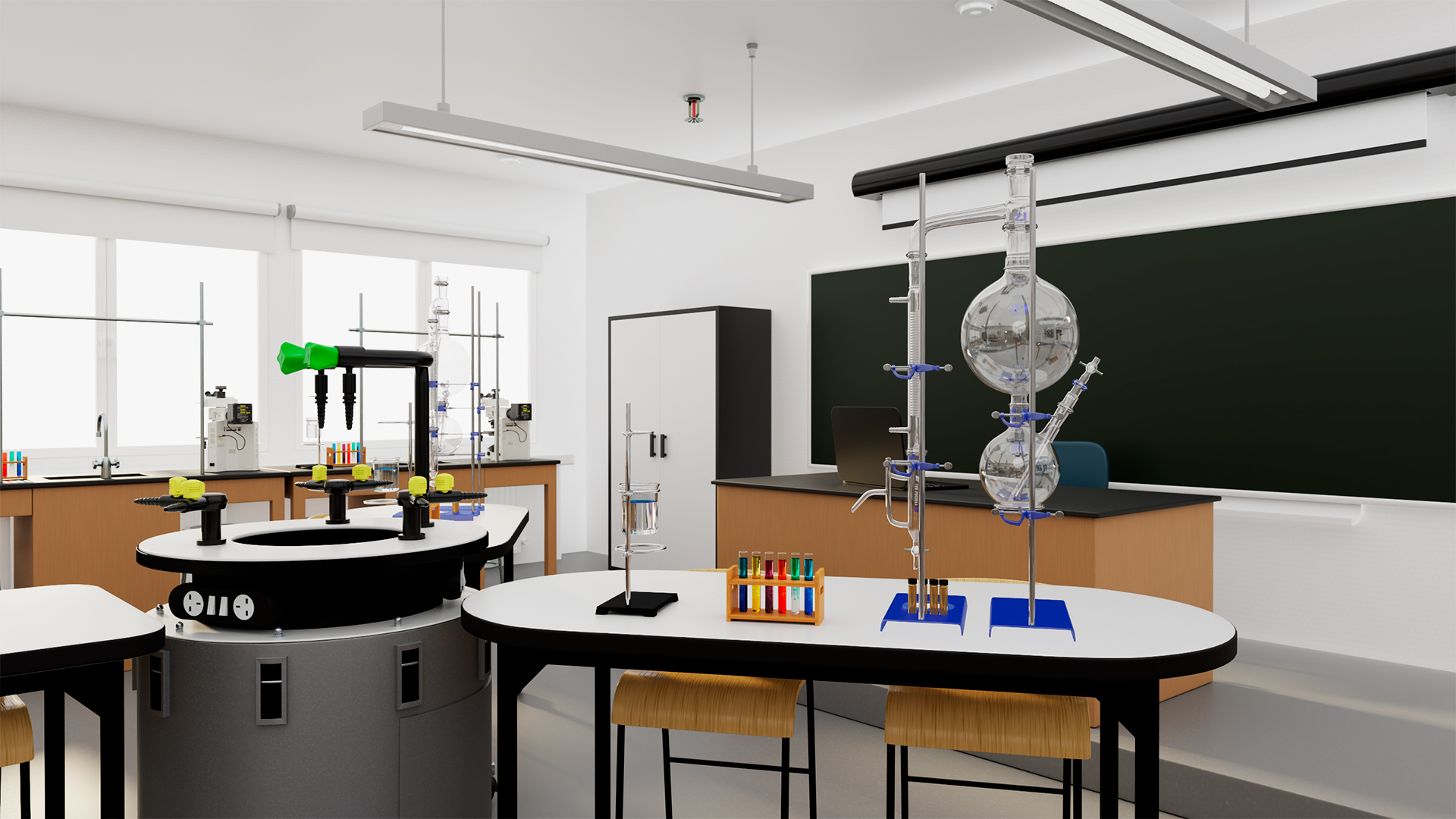 3D School Laboratory Interior with Modern Equipment model