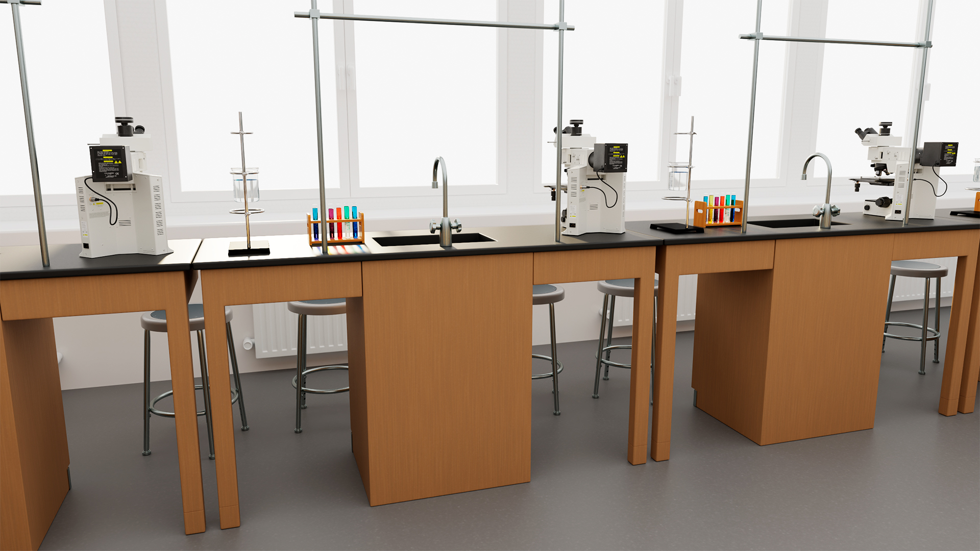 3D School Laboratory Interior with Modern Equipment model
