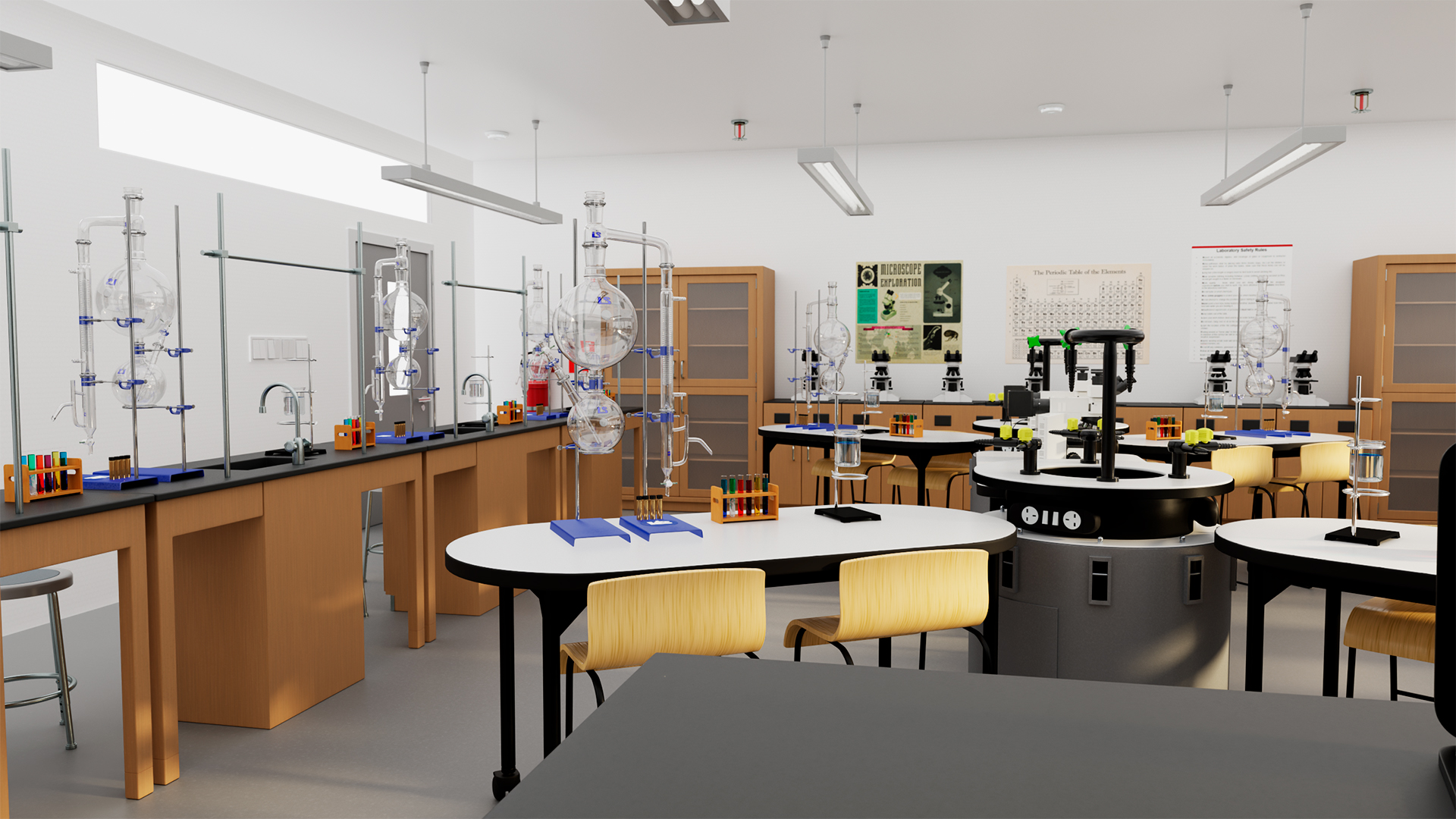 3D School Laboratory Interior with Modern Equipment model
