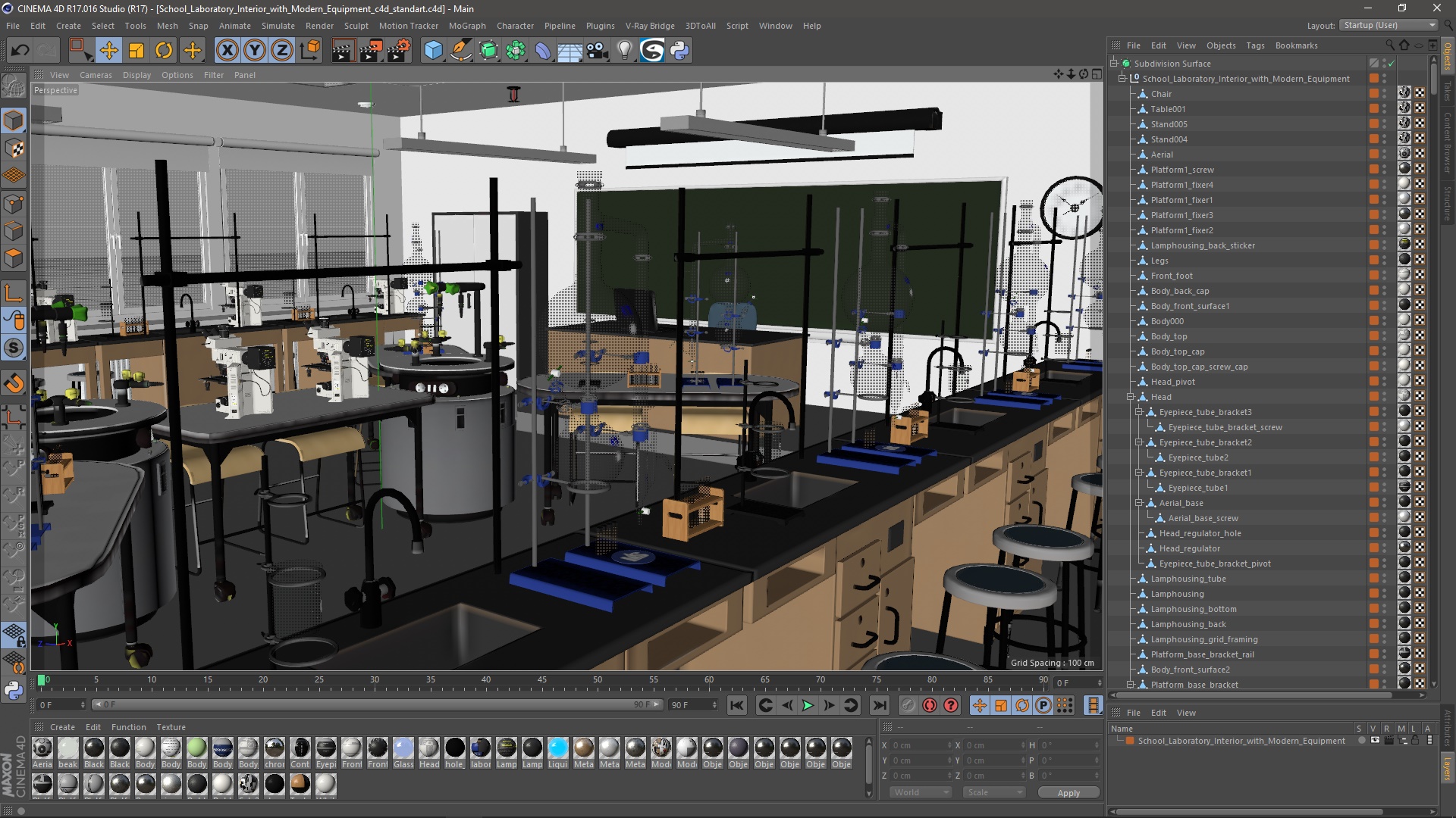 3D School Laboratory Interior with Modern Equipment model