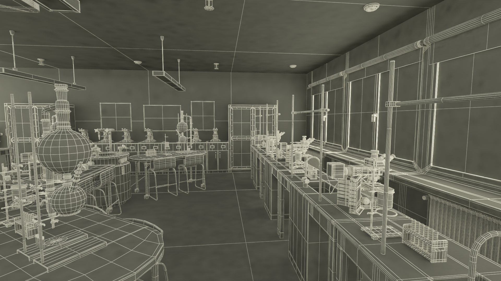 3D School Laboratory Interior with Modern Equipment model
